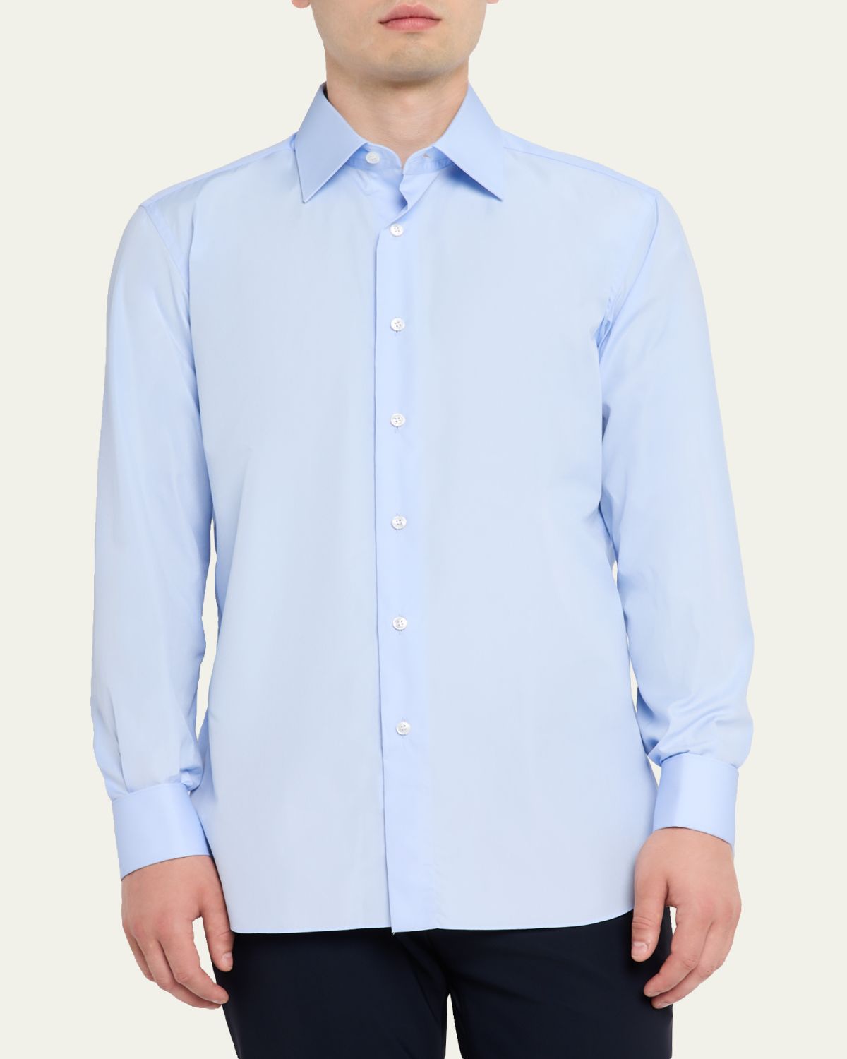 Brioni Men's Solid Cotton French-Cuff Sport Shirt | Thumbnail 4
