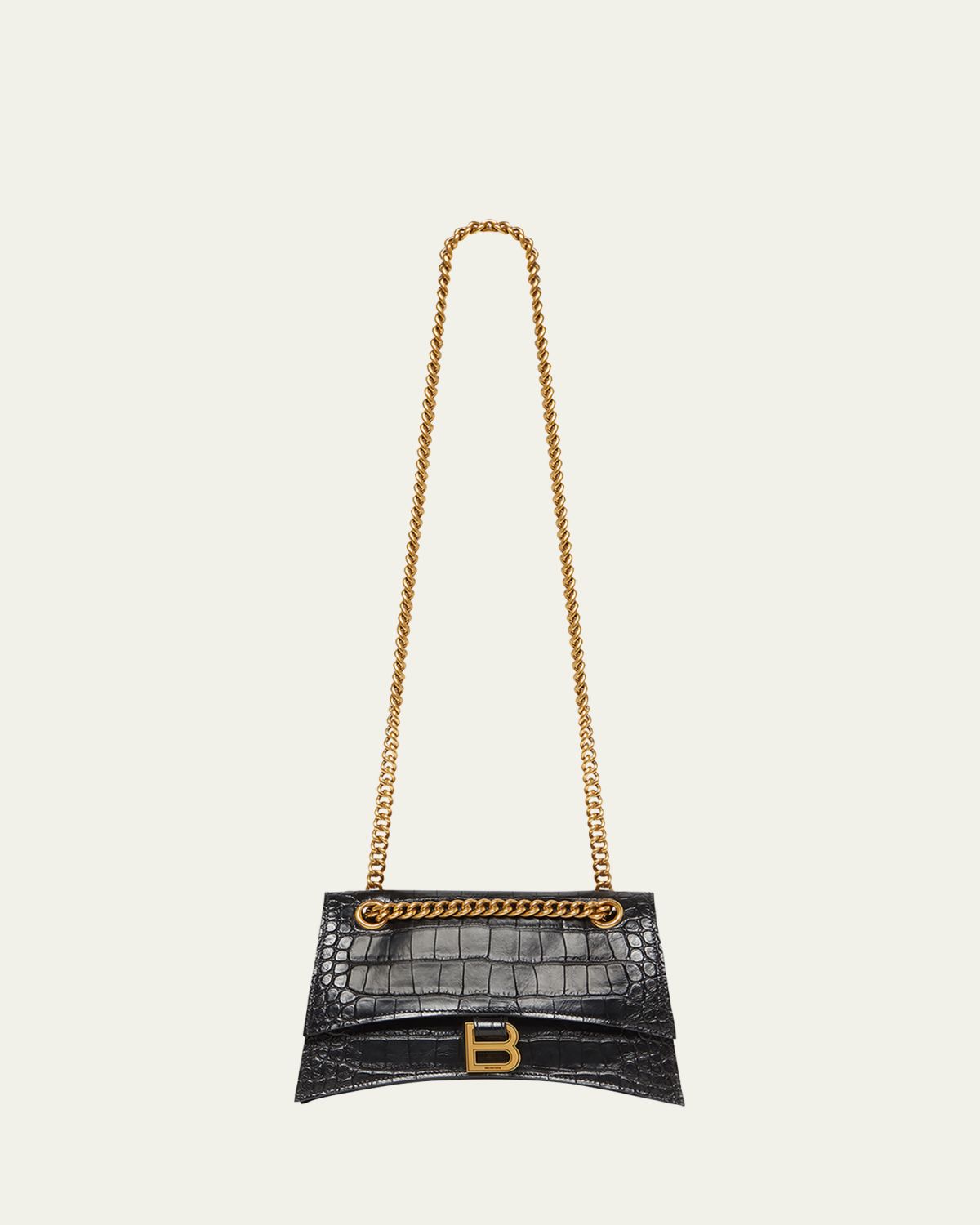 Balenciaga Crush Croc-Embossed Small Shoulder Bag