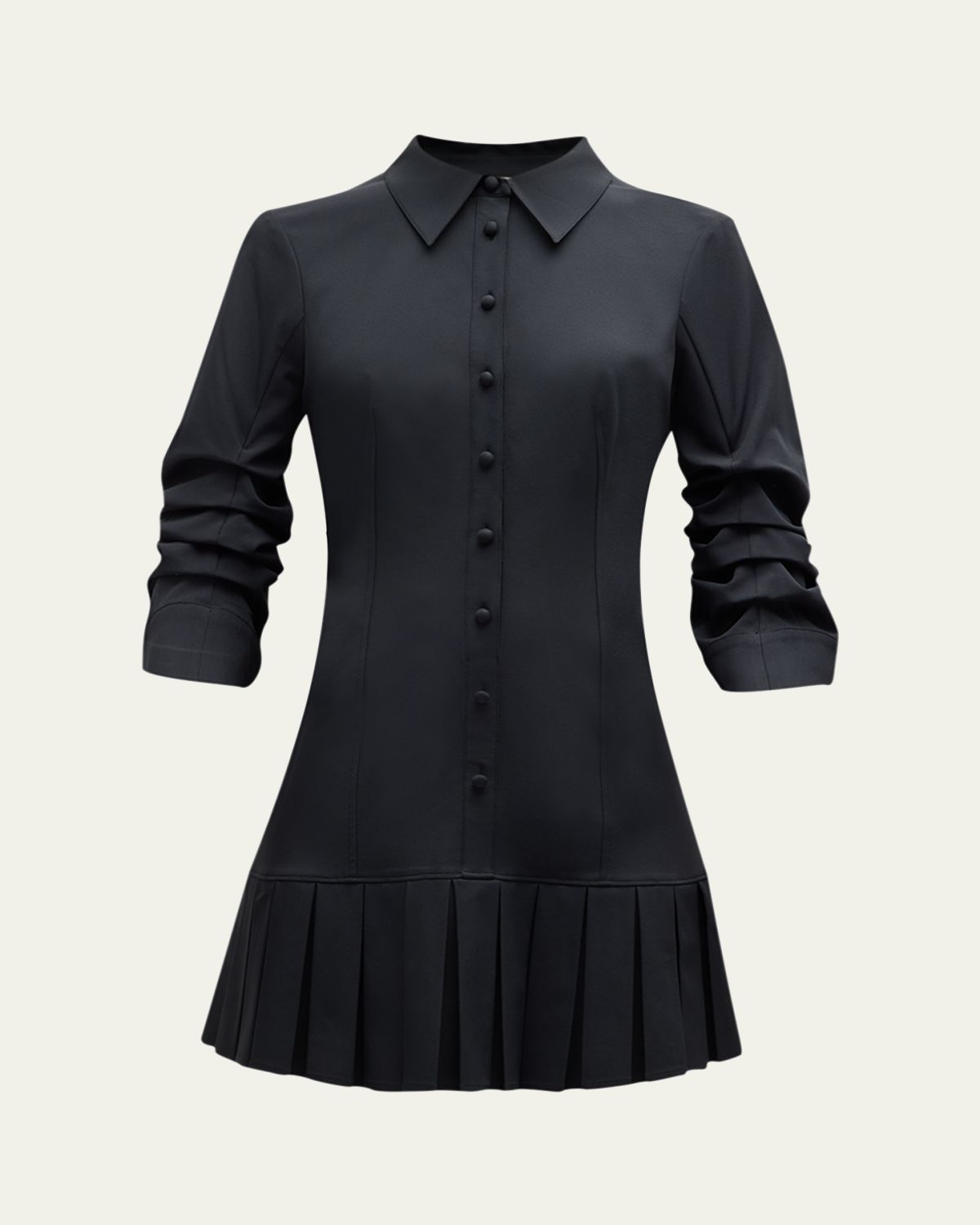 Cinq a Sept Lucilla Topstitched Pleated-Hem Mini Shirtdress