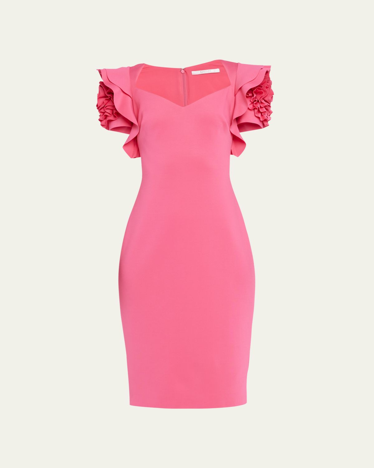 Badgley Mischka Collection Rosette-Sleeve Sweetheart Midi Dress