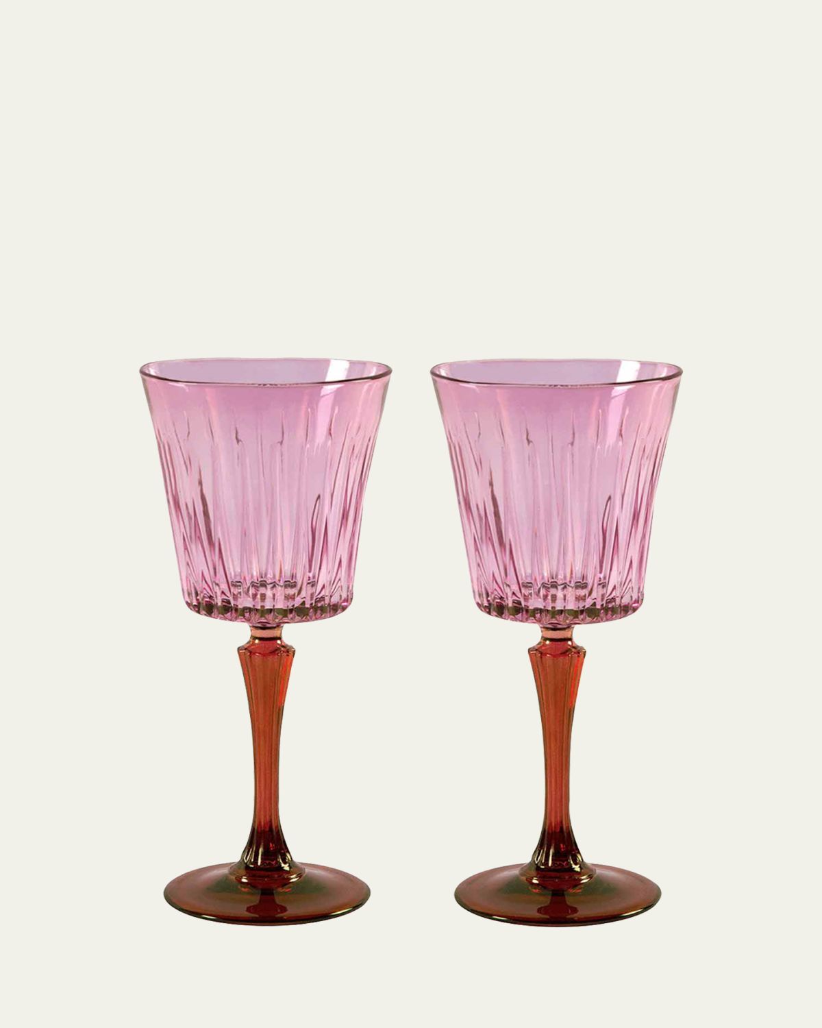 Luisa Beccaria Pink Shaded Stemmed Wine Glasses, Set of 2
