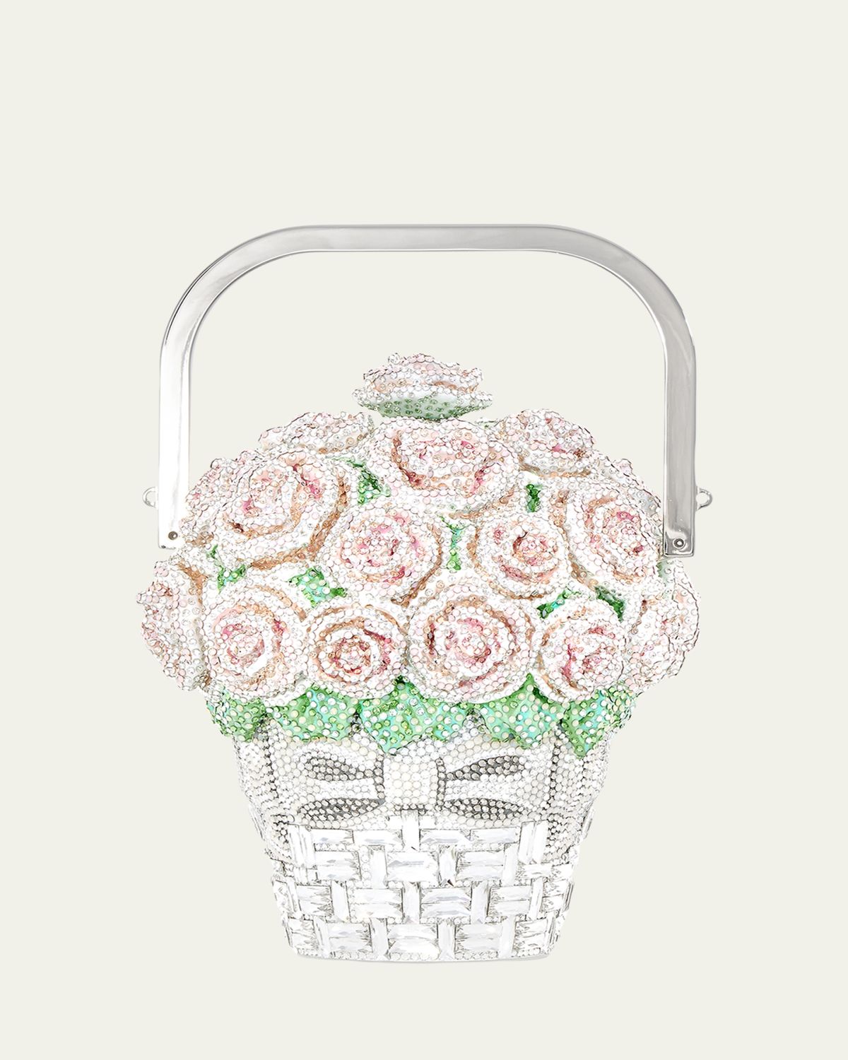 Judith Leiber Couture Basket of Roses Blush Bouquet Top-Handle Bag