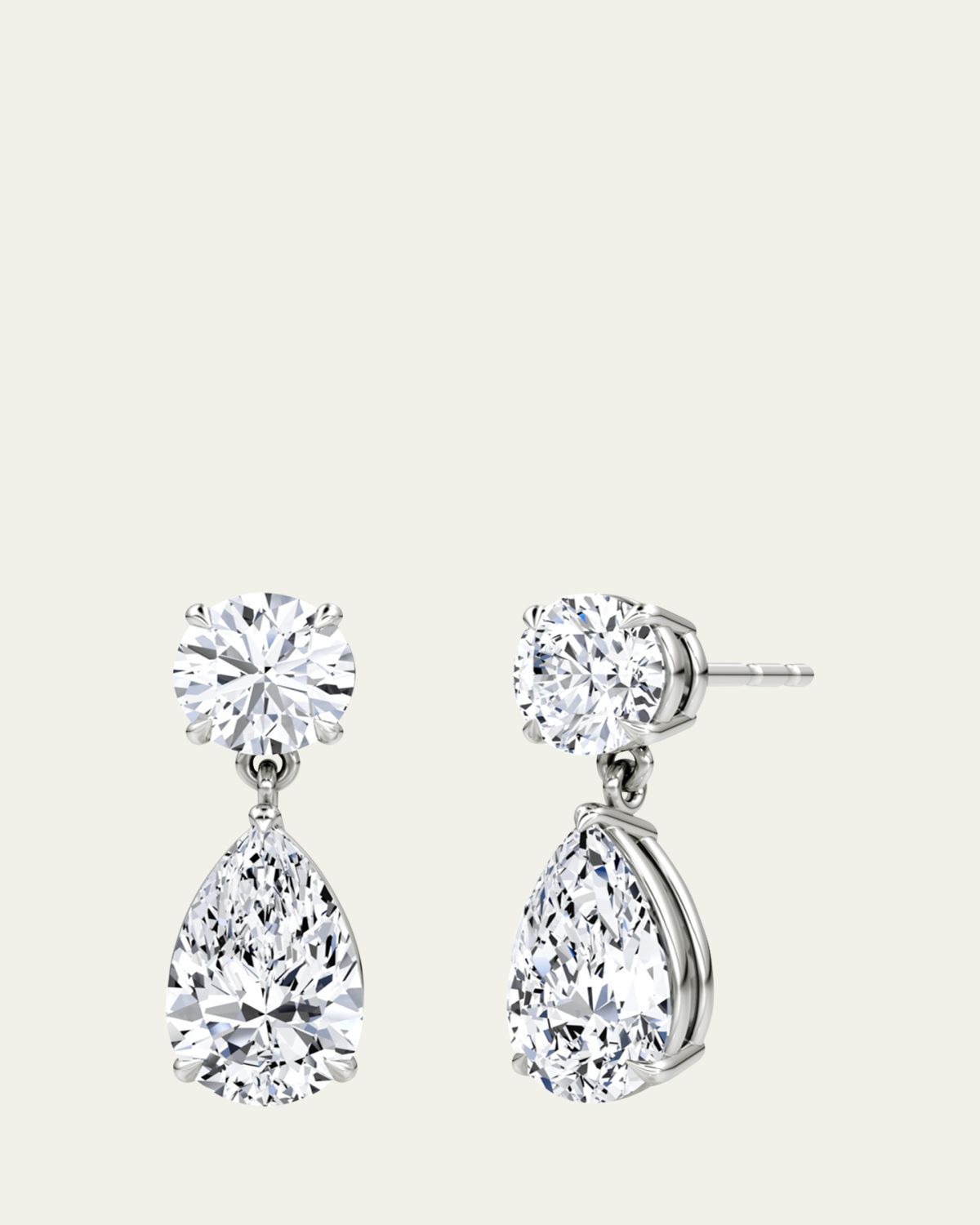VRAI 14K White Gold Duo Pear Lab Created/ Created Diamond Drop Earrings