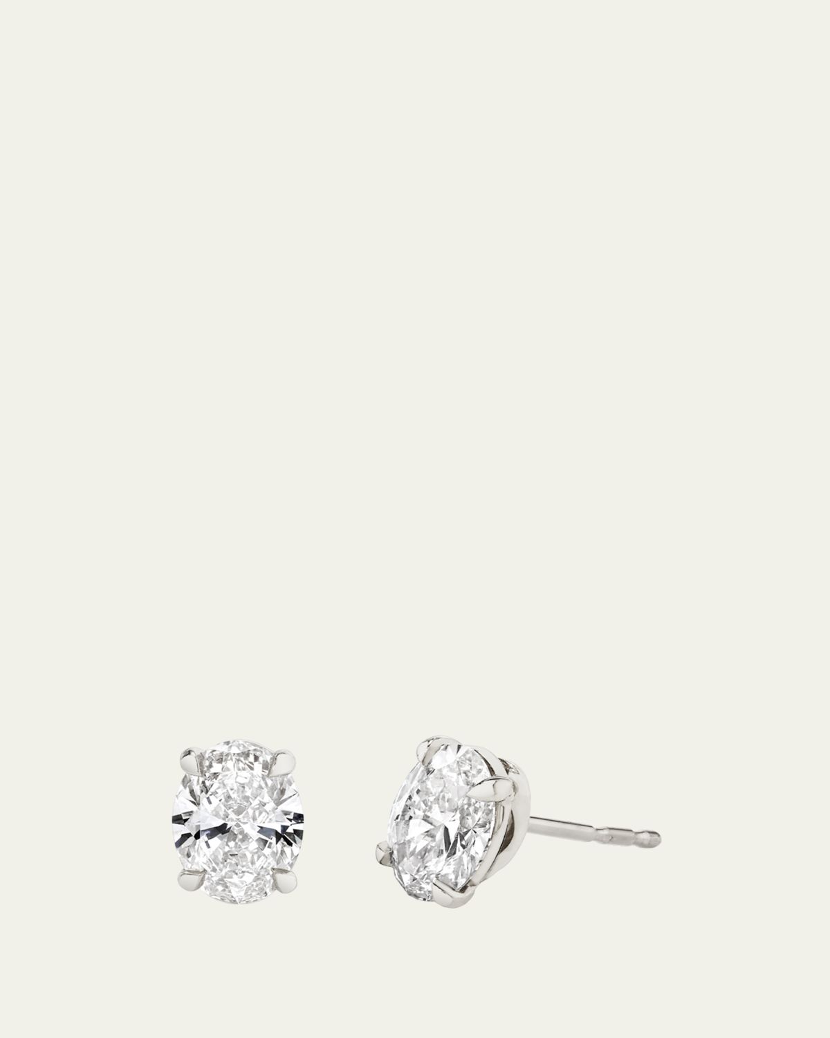 VRAI 14k White Gold Oval Solitaire Lab Created/ Created Diamond Stud Earrings
