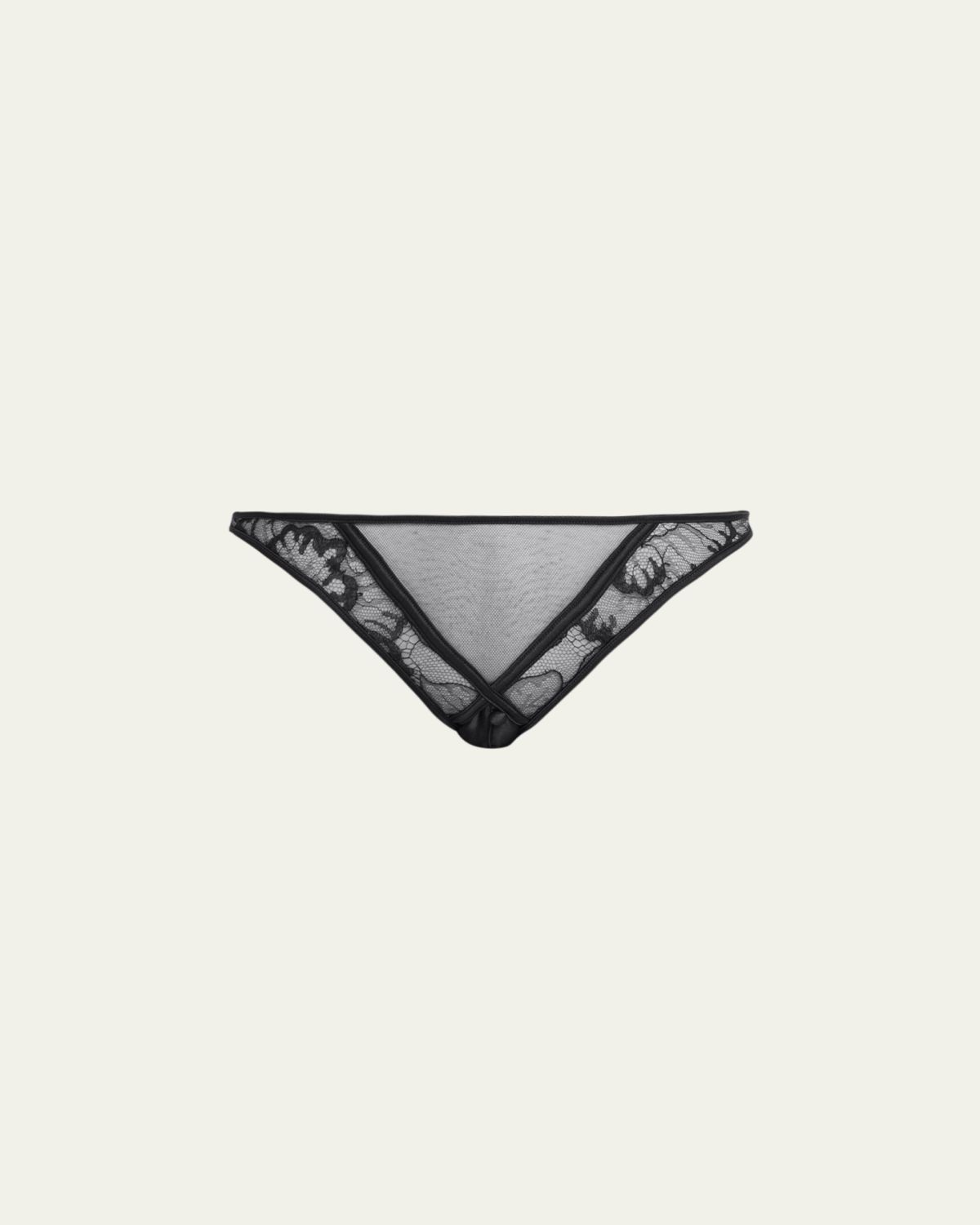 Livy Adorn Low-Rise Cutout Lace & Satin Briefs