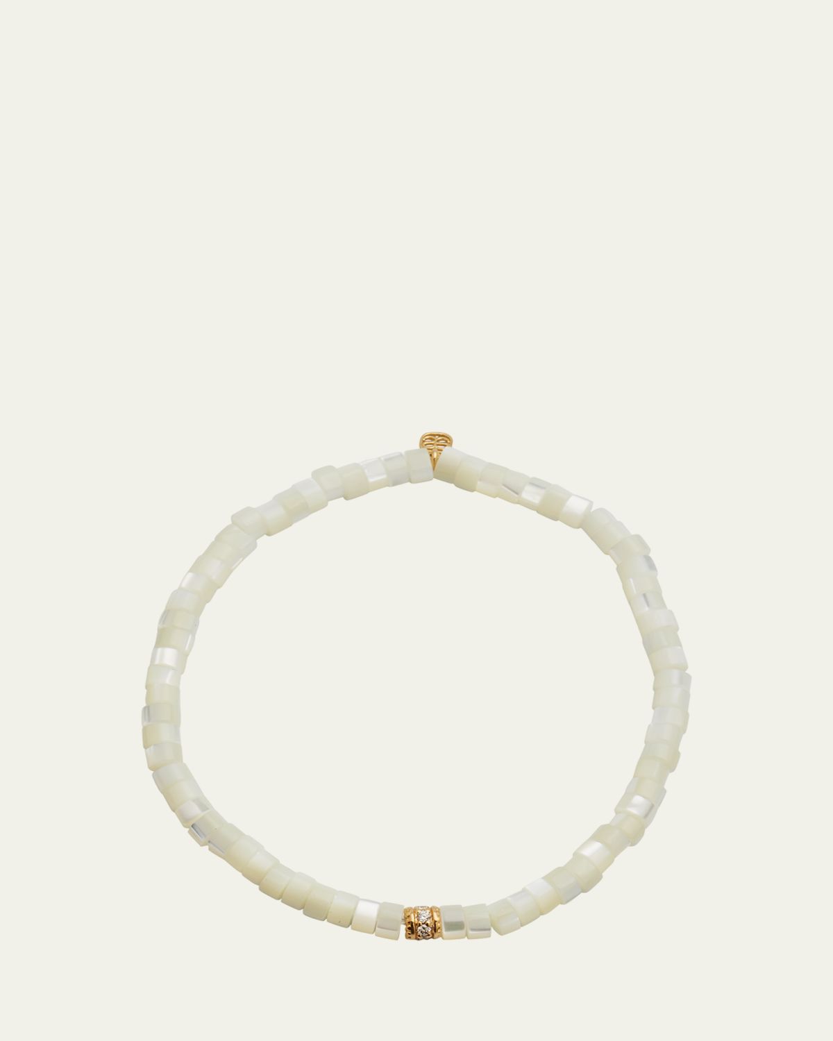 Sydney Evan 14K Yellow Gold Scallop Edge Pave Rondelle and Mother-of-Pearl Bracelet | Thumbnail 5 Sydney Evan 14K Yellow Gold Scallop Edge Pave Rondelle and Mother-of-Pearl Bracelet | Thumbnail 5