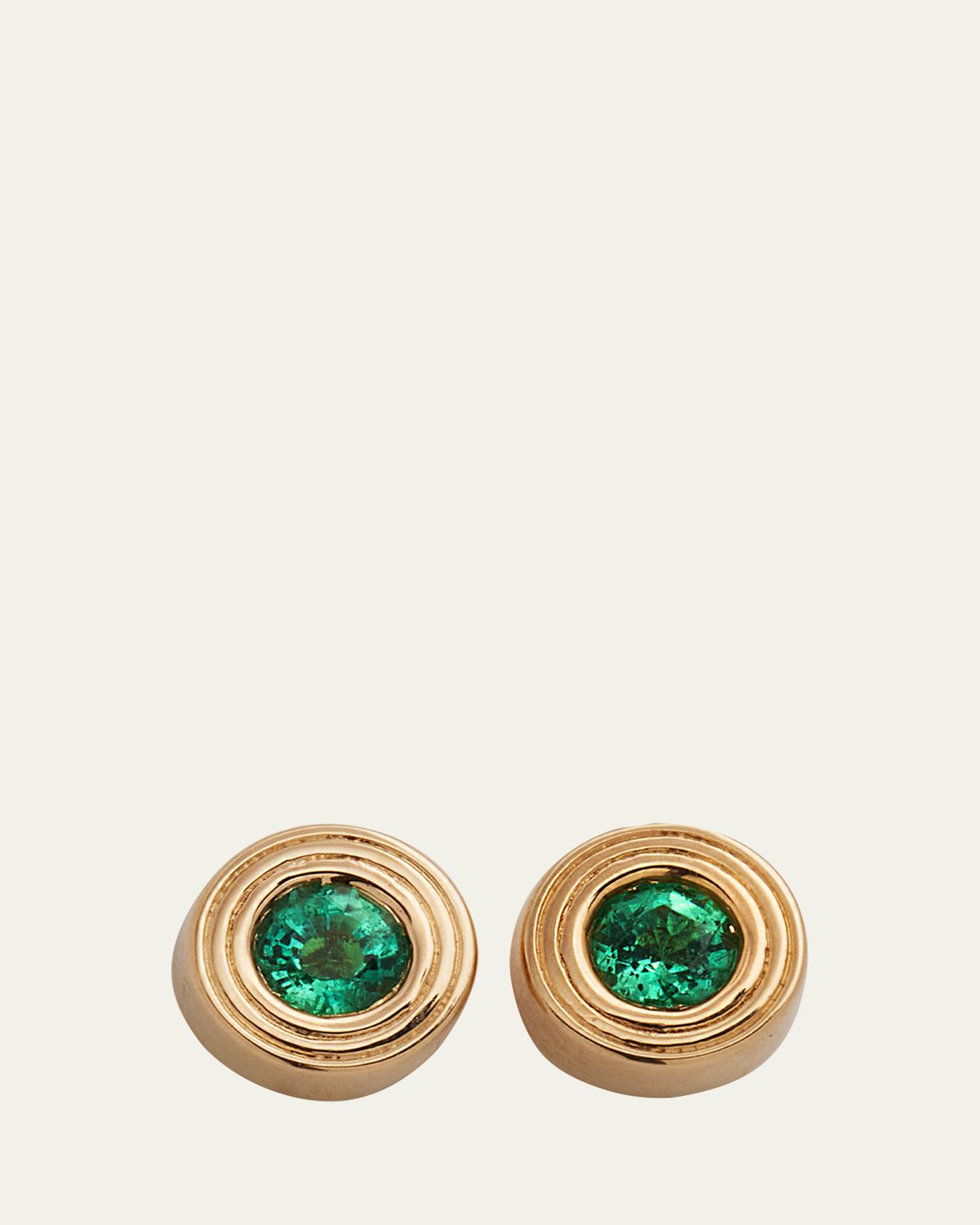 Sydney Evan 14k Yellow Gold Fluted Emerald Stud Earrings