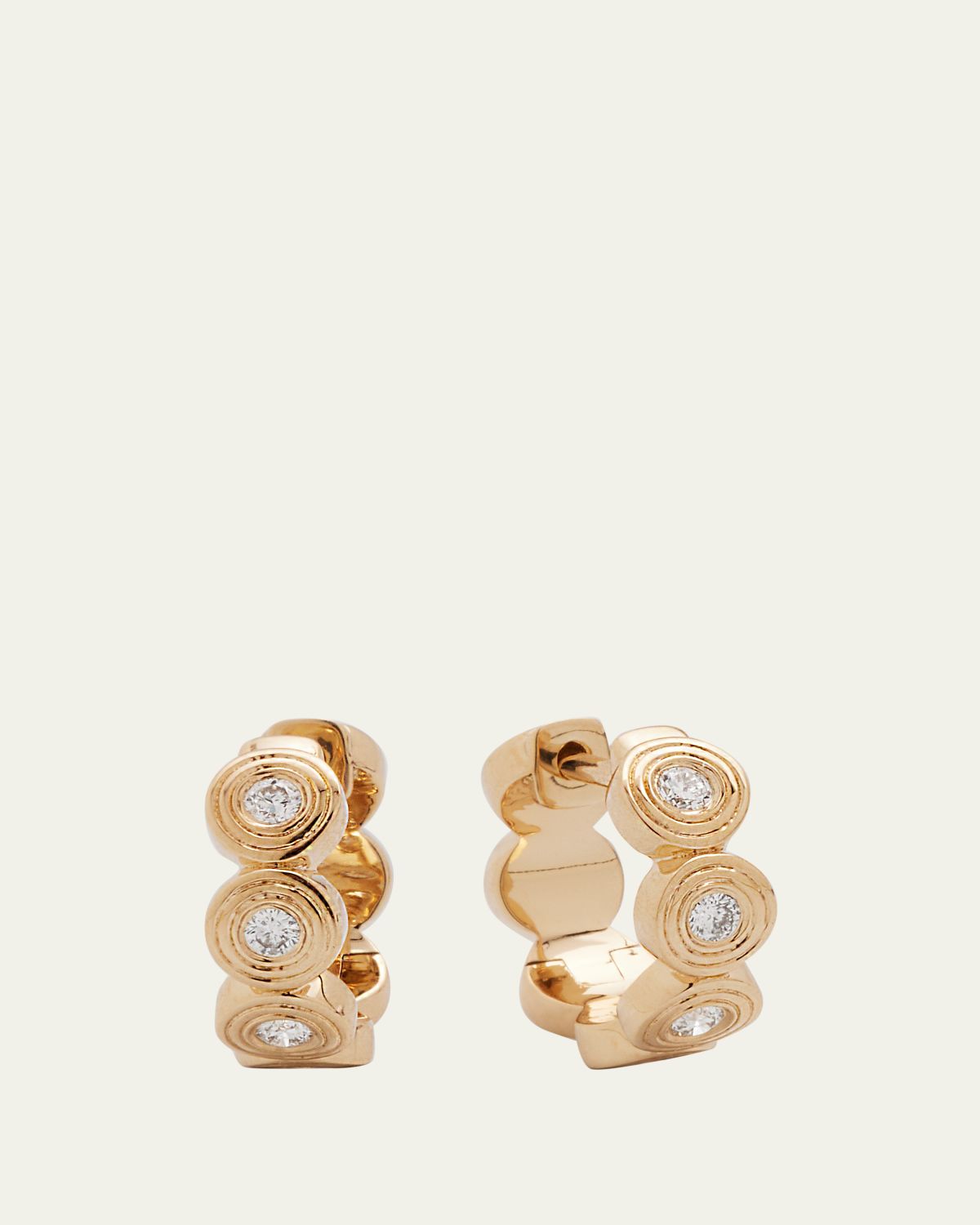 Sydney Evan 14k Yellow Gold Fluted Huggie Earrings With Diamonds | Thumbnail 5 Sydney Evan 14k Yellow Gold Fluted Huggie Earrings With Diamonds | Thumbnail 5