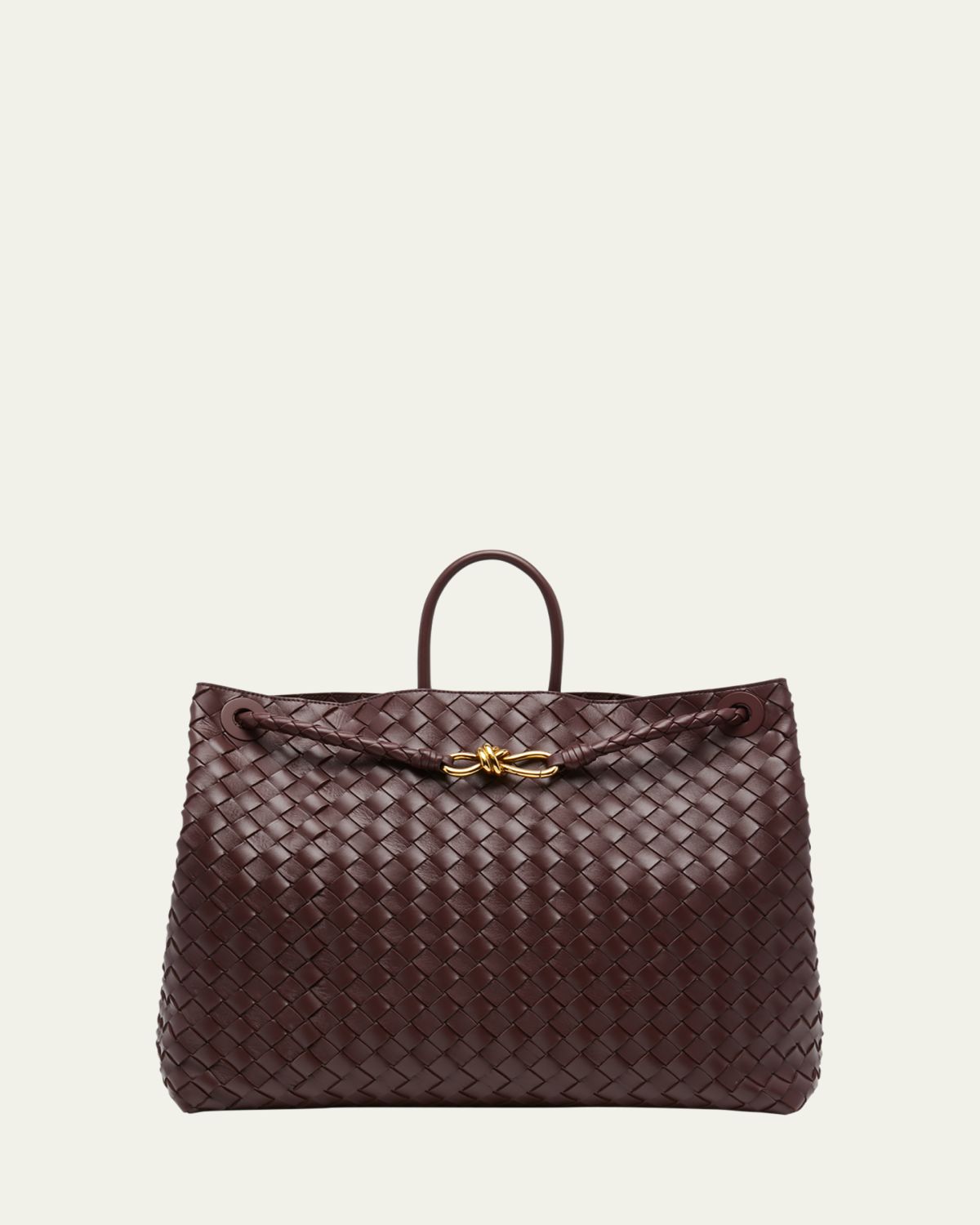 Bottega Veneta Andiamo Large Intreccio Lambskin Top-Handle Bag