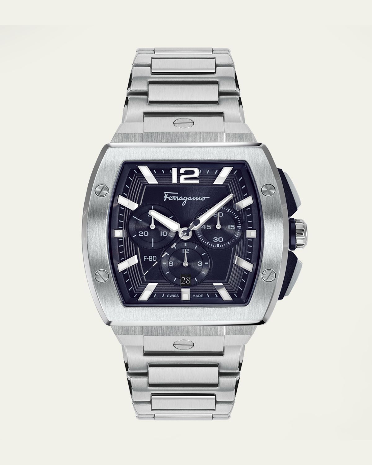 Ferragamo F-80 Tonneau Chrono Stainless Steel Bracelet Watch | Thumbnail 5 Ferragamo F-80 Tonneau Chrono Stainless Steel Bracelet Watch | Thumbnail 5