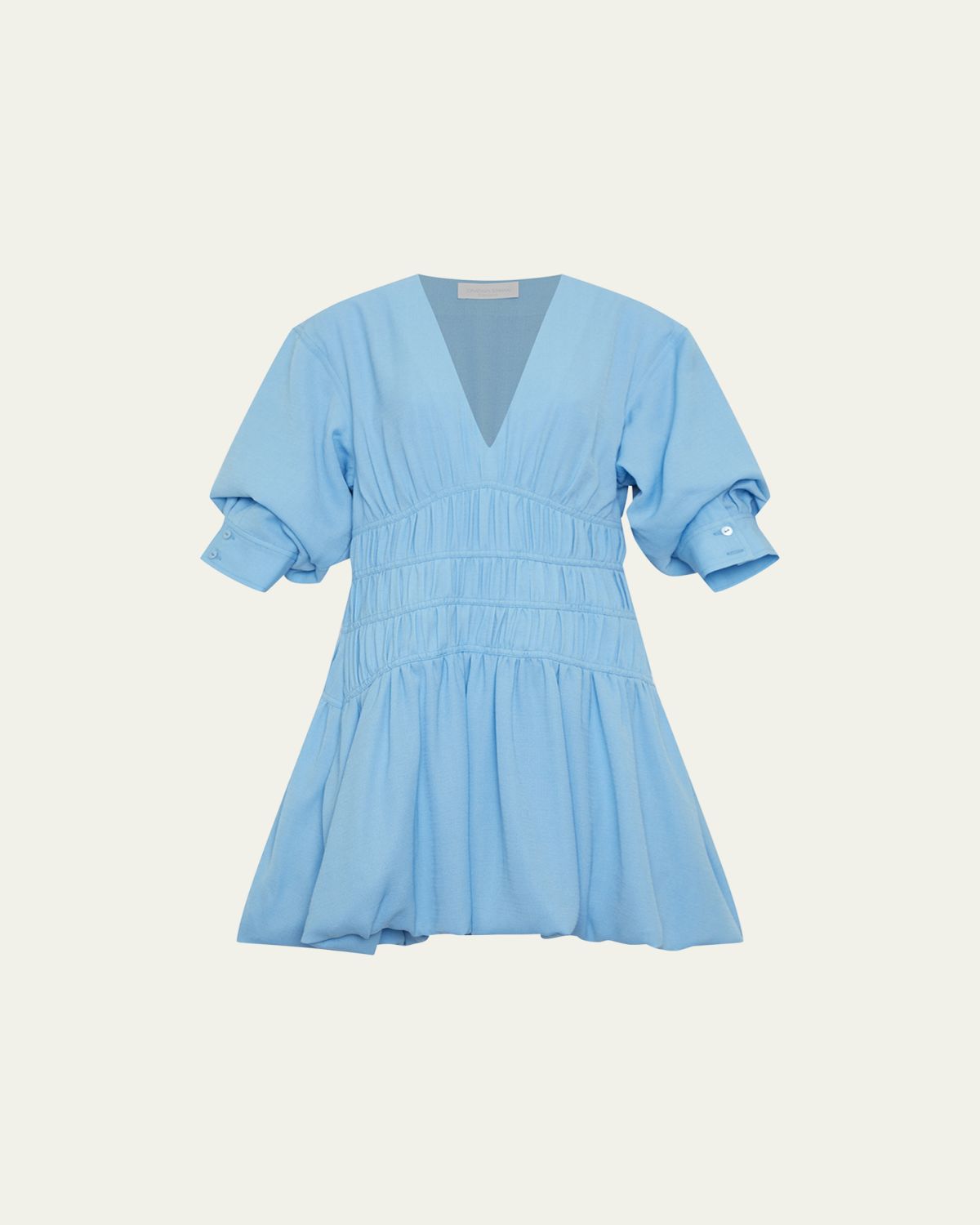 SIMKHAI Diem Gauze Short-Sleeve Mini Bubble Dress