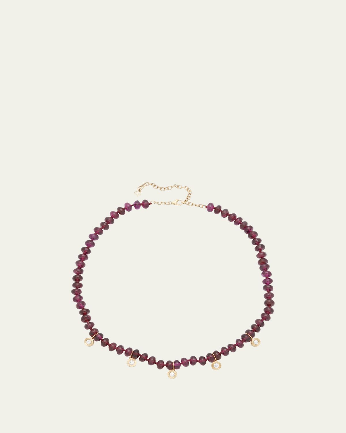 Sydney Evan 14K Yellow Gold Rhodolite Bezel Necklace with Diamonds