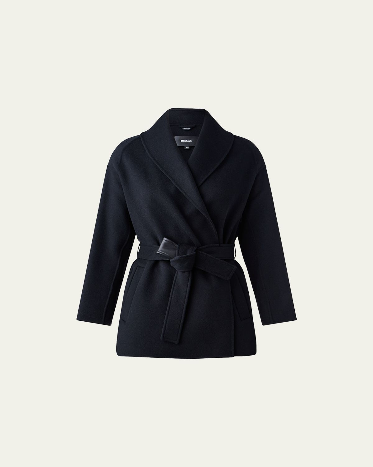 Mackage Tyra Double-Face Wool Wrap Coat with Tie Belt