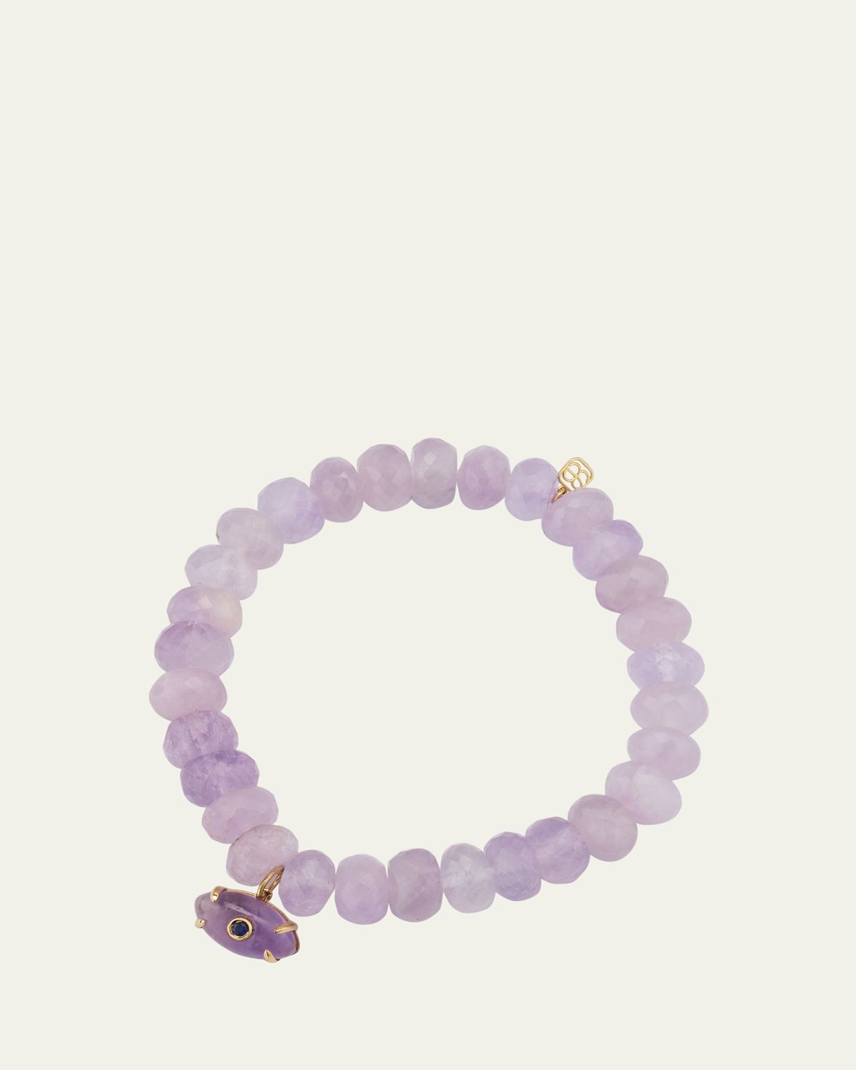 Sydney Evan 14K Gold Amethyst Evil Eye Charm Bracelet