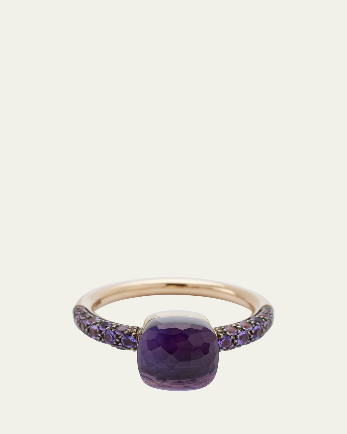 Pomellato Rose Gold Nudo Petite Ring with Amethyst and Jade