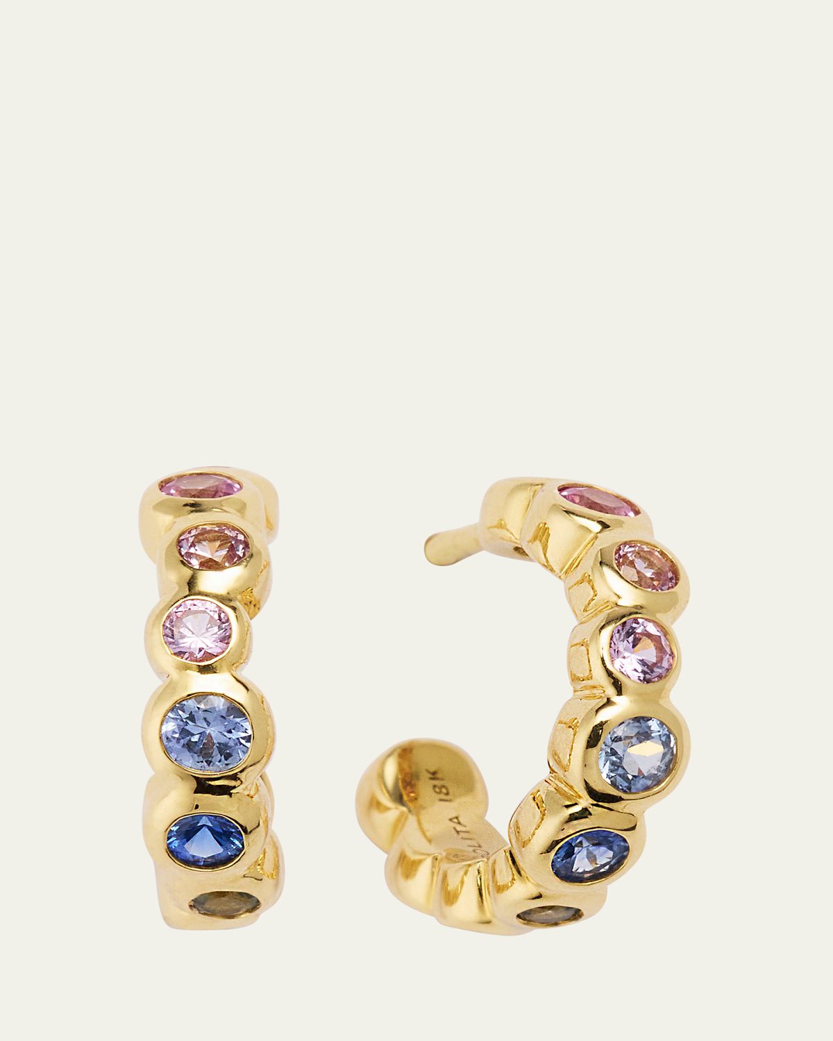 Ippolita 18K Starlet Tiny Hoop Earrings with Rainbow Sapphires | Thumbnail 5 Ippolita 18K Starlet Tiny Hoop Earrings with Rainbow Sapphires | Thumbnail 5
