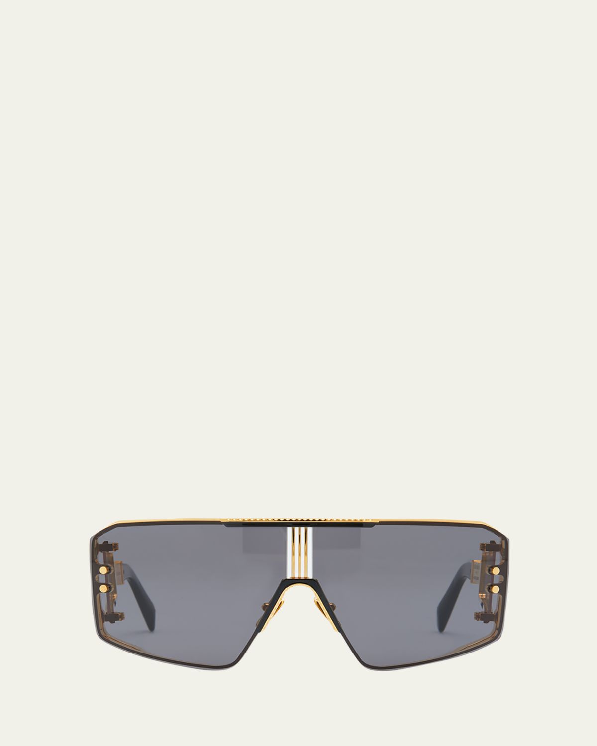 Balmain Le Masque Black Titanium & Acetate Shield Sunglasses