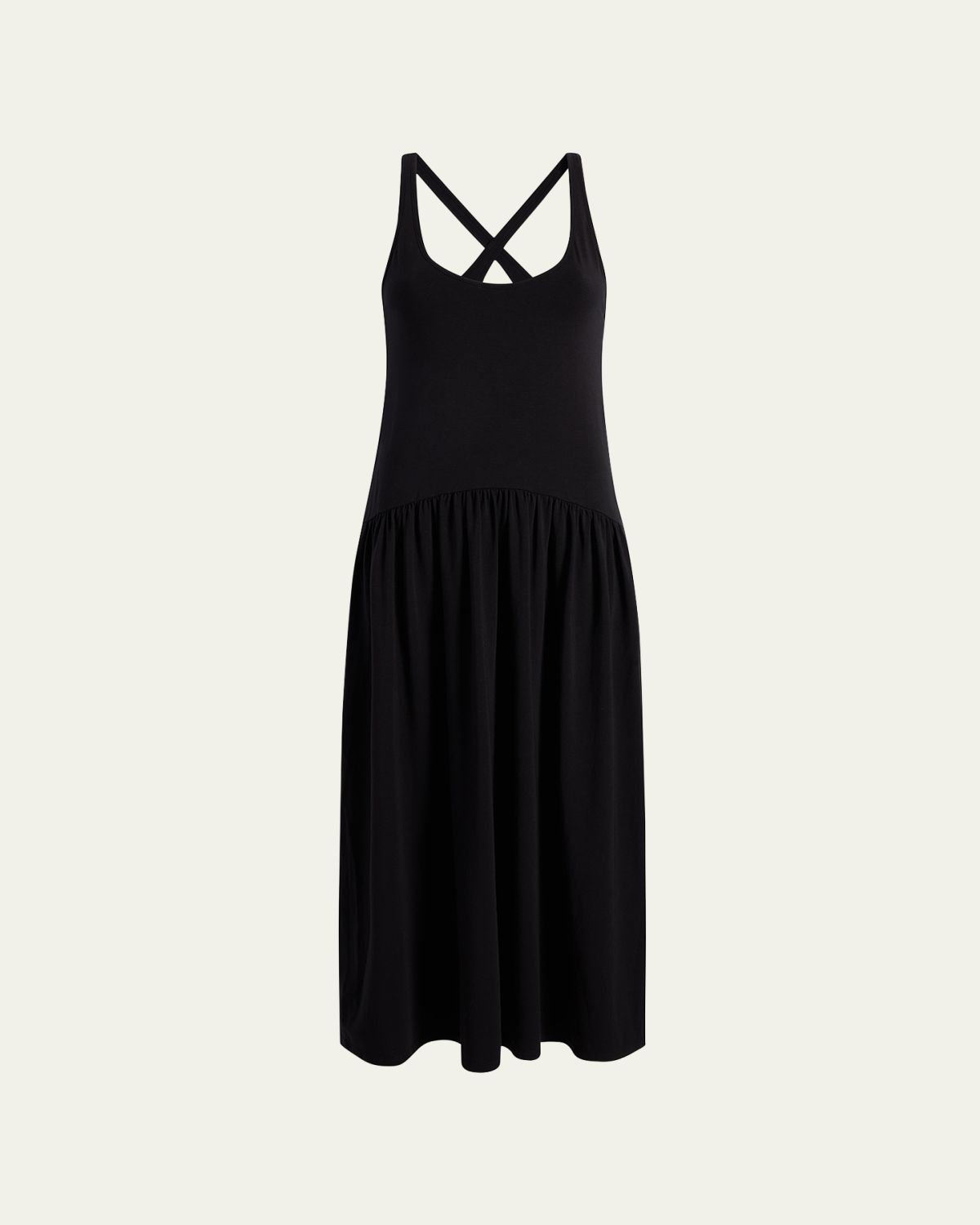 Another Tomorrow Dropwaist Gathered Tank Dress with Keyhole