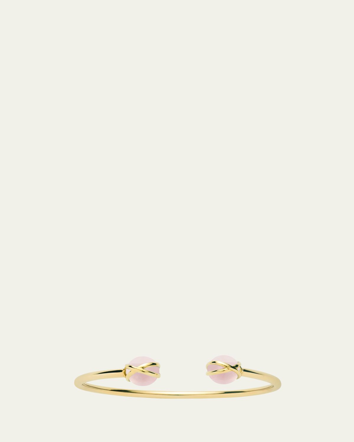 L. Klein Prisma 18k Gold Bangle Bracelet with Rose Quartz