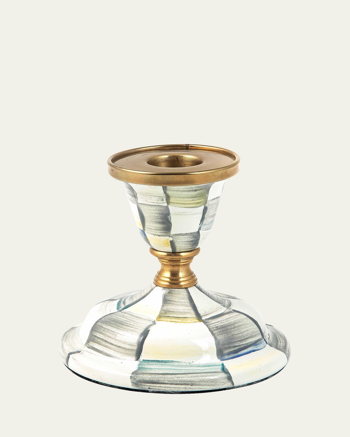 MacKenzie-Childs Sterling Check Candlestick - Short