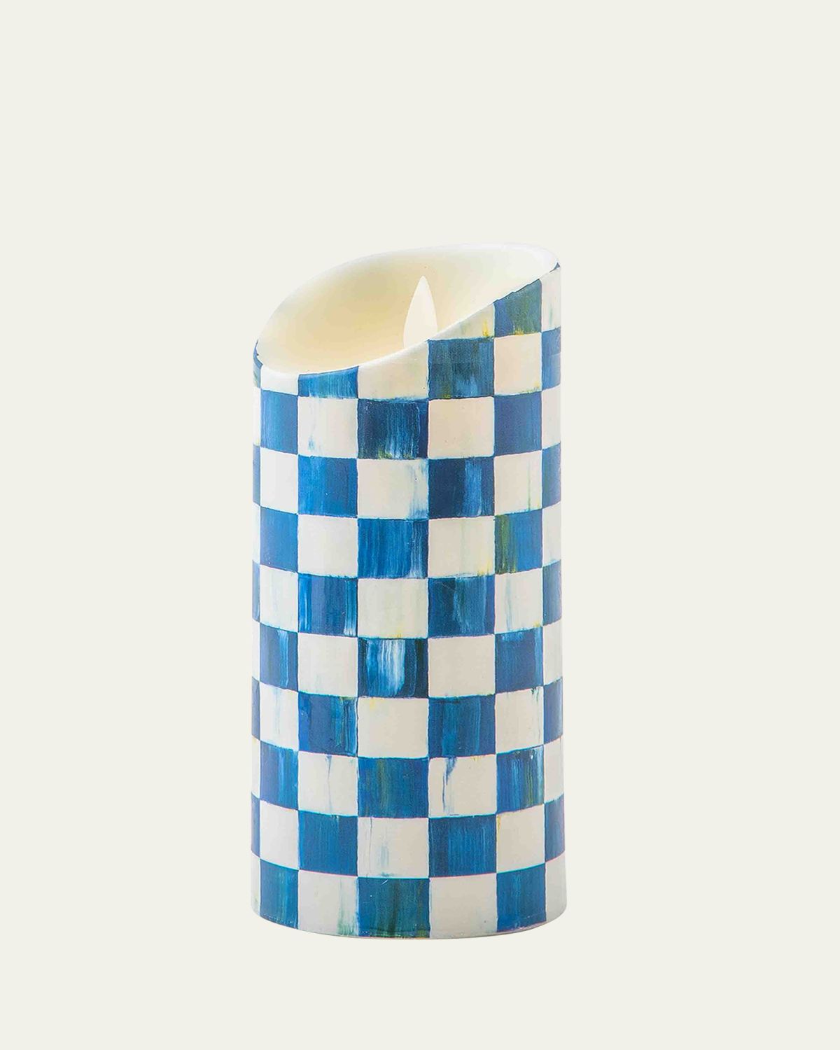 MacKenzie-Childs Royal Check Flickering Pillar Candle, 7" | Thumbnail 3 MacKenzie-Childs Royal Check Flickering Pillar Candle, 7" | Thumbnail 3