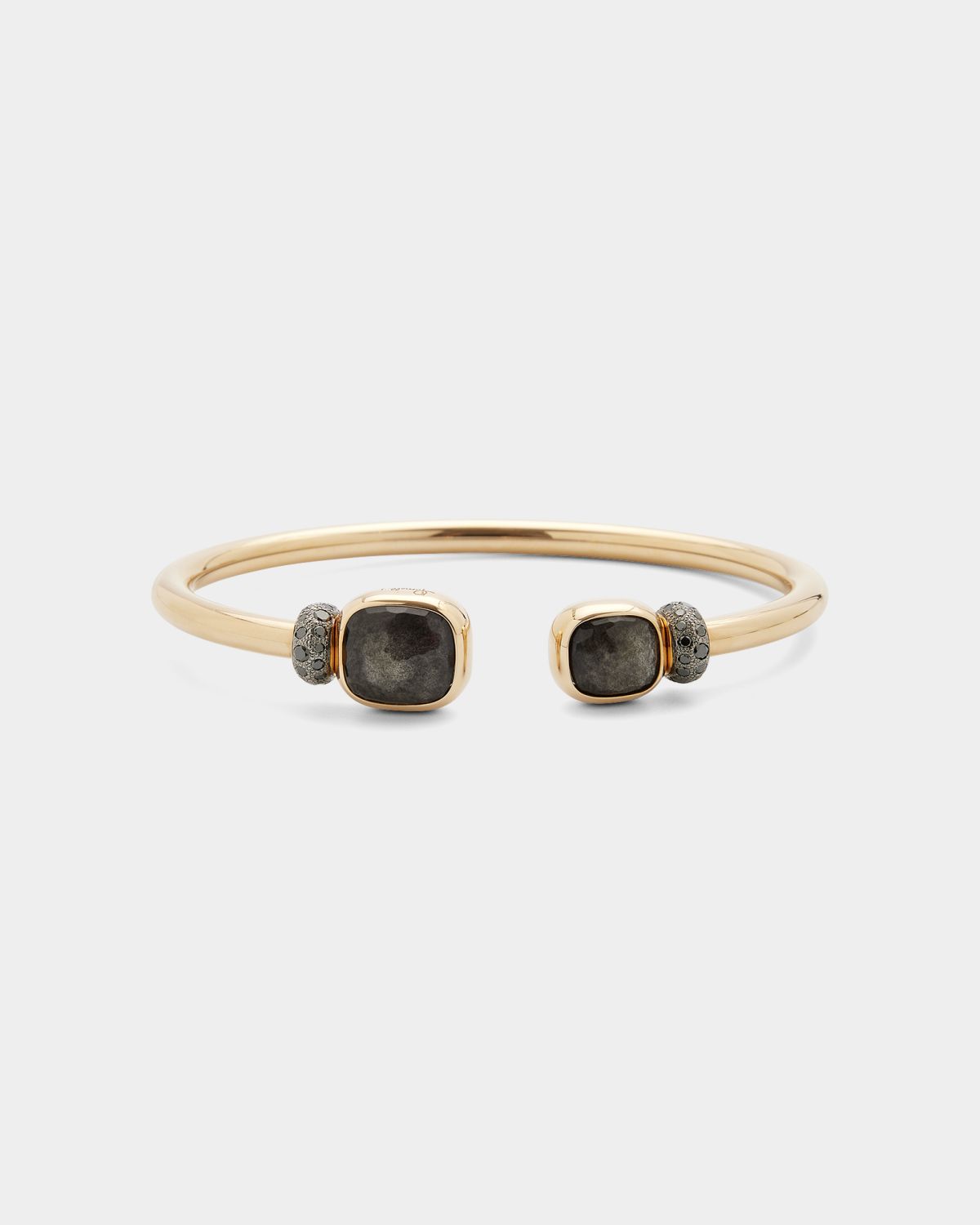 Pomellato Nudo Classic and Petit Rose Gold Bangle with Obsidian, Size M