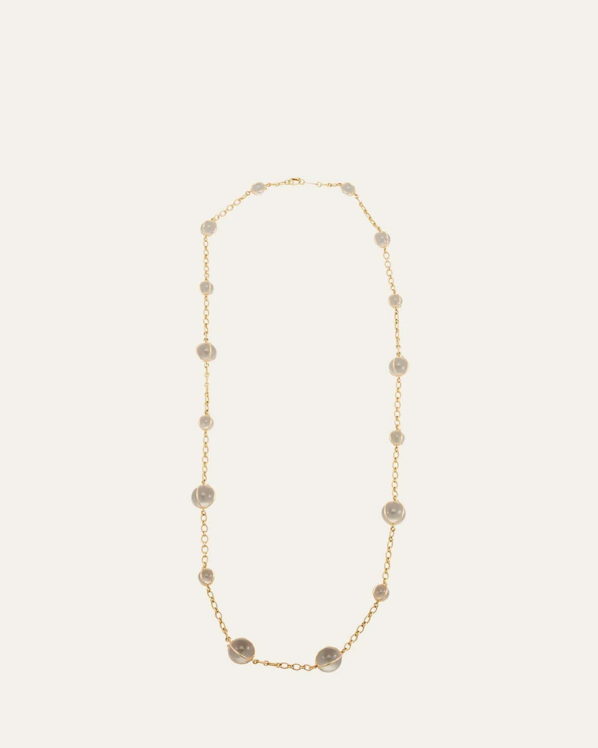 Verdura 18k Yellow Gold Rock Crystal Bubbles Necklace