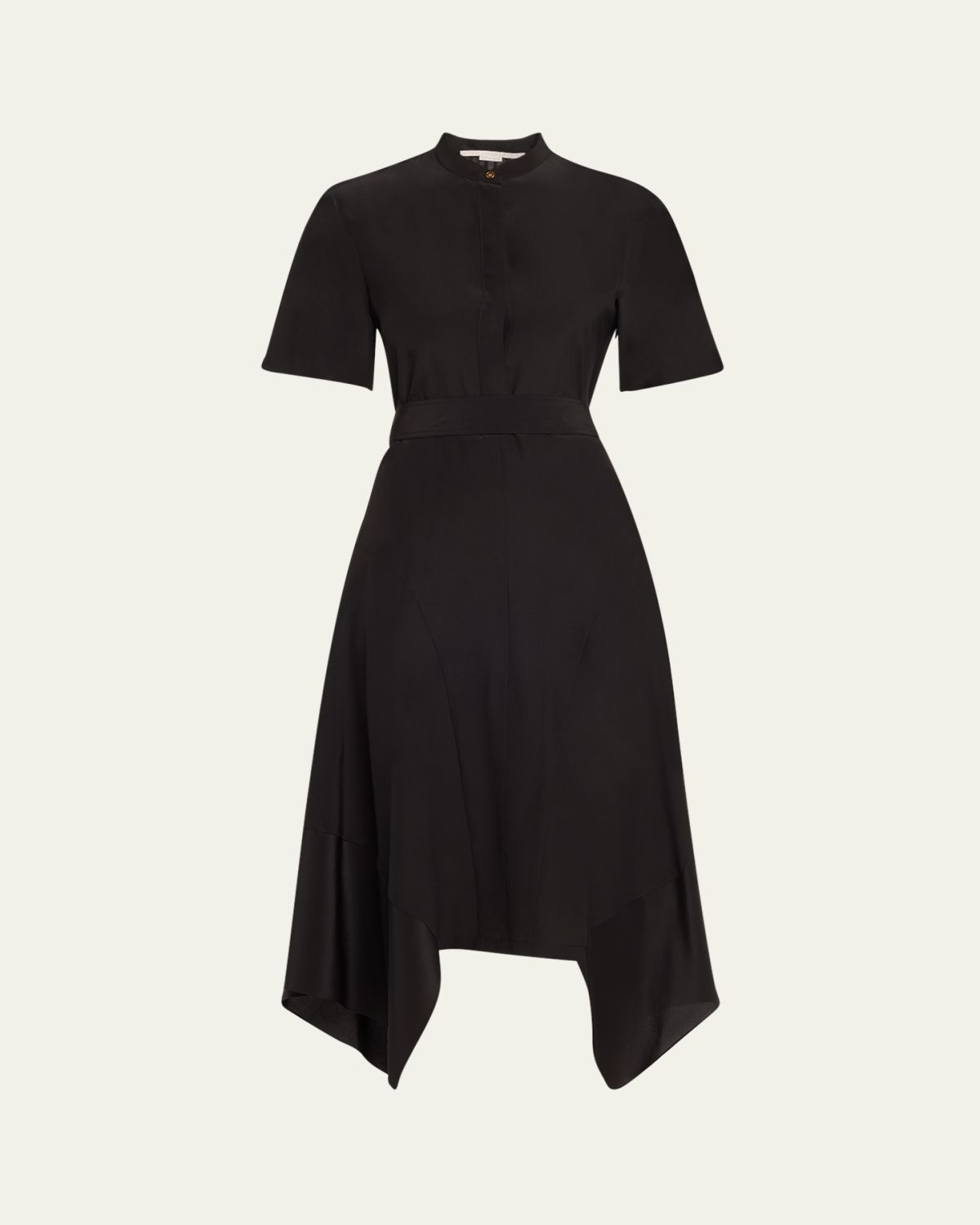 Stella McCartney Silk Crepe De Chine Midi Dress with Tie Belt