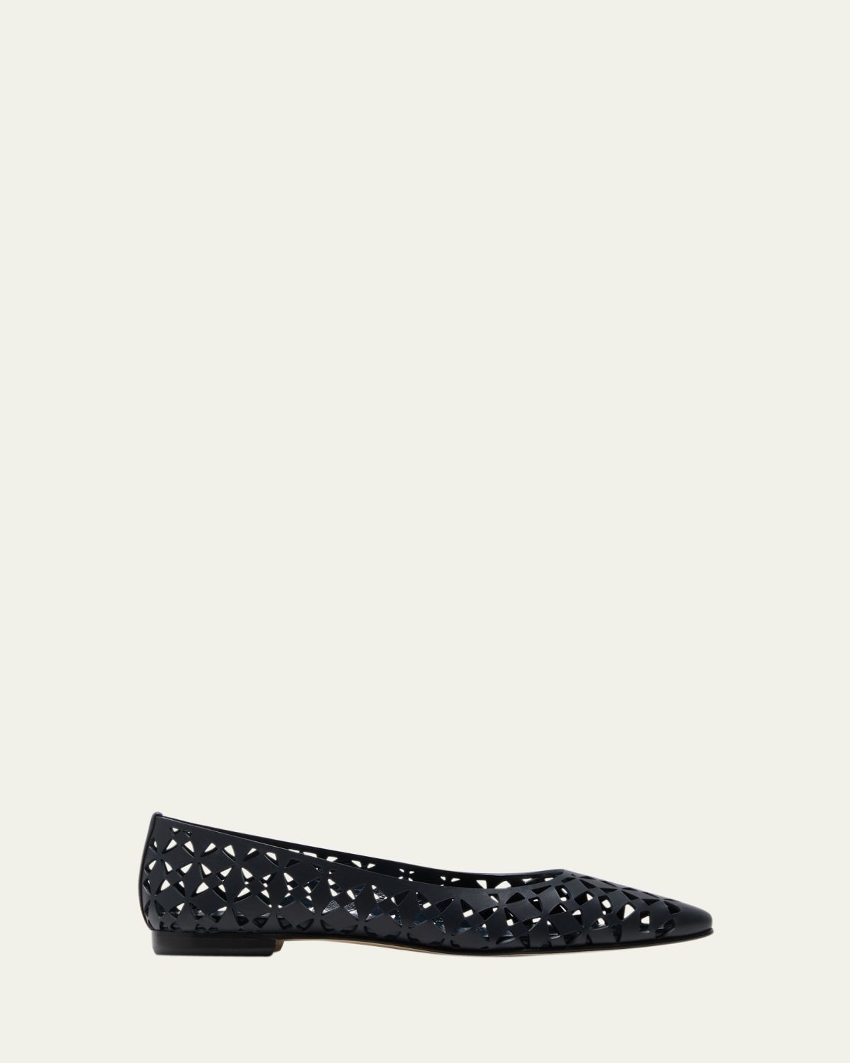 Manolo Blahnik Gelista Perforated Leather Ballerina Flats
