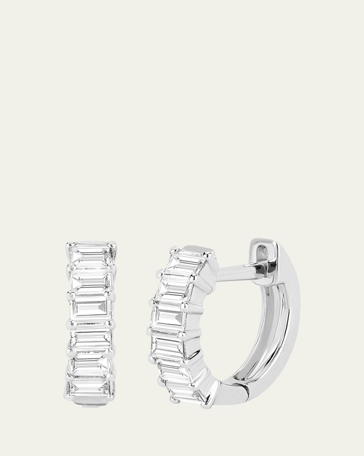 EF Collection 14K Gold Baguette Diamond Huggie Earrings