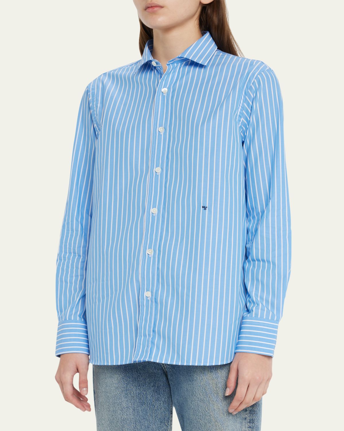 HOMMEGIRLS Stripe Classic Button-Up Cotton Shirt | Thumbnail 4 HOMMEGIRLS Stripe Classic Button-Up Cotton Shirt | Thumbnail 4