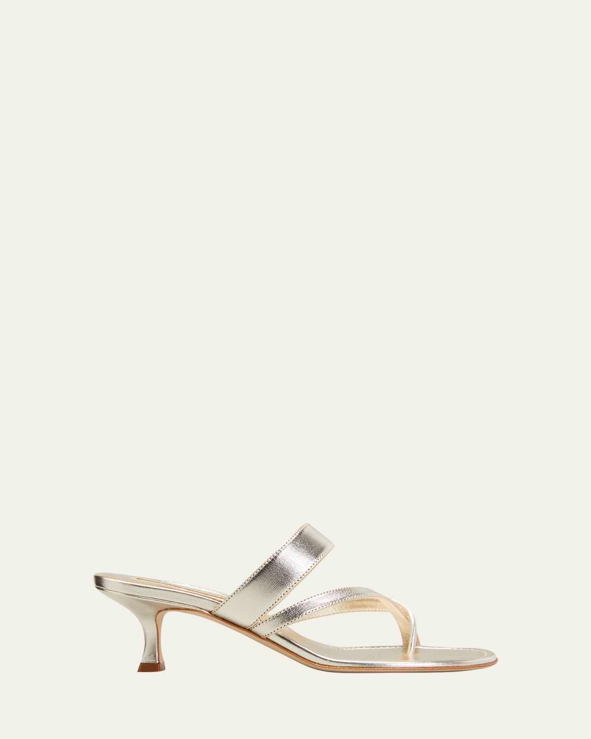 Manolo Blahnik Susa Metallic Crisscross Mule Sandals