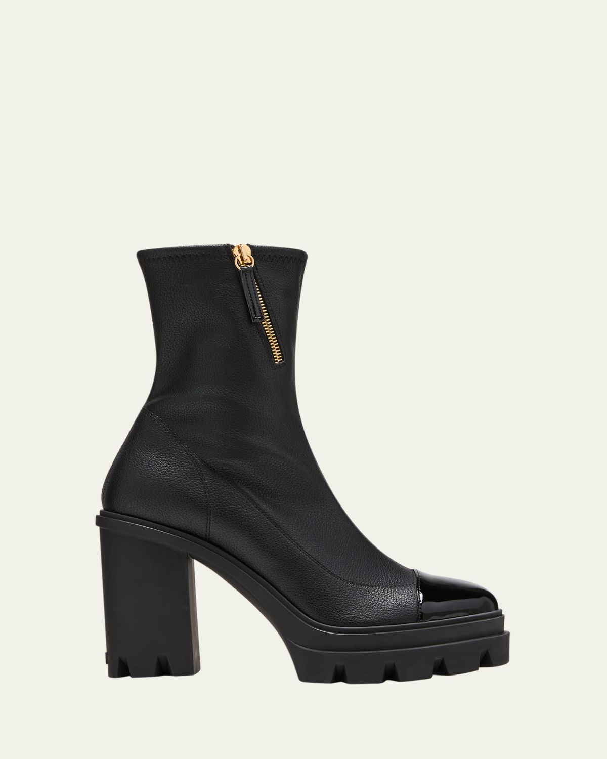Giuseppe Zanotti Mixed Leather Cap-Toe Platform Booties