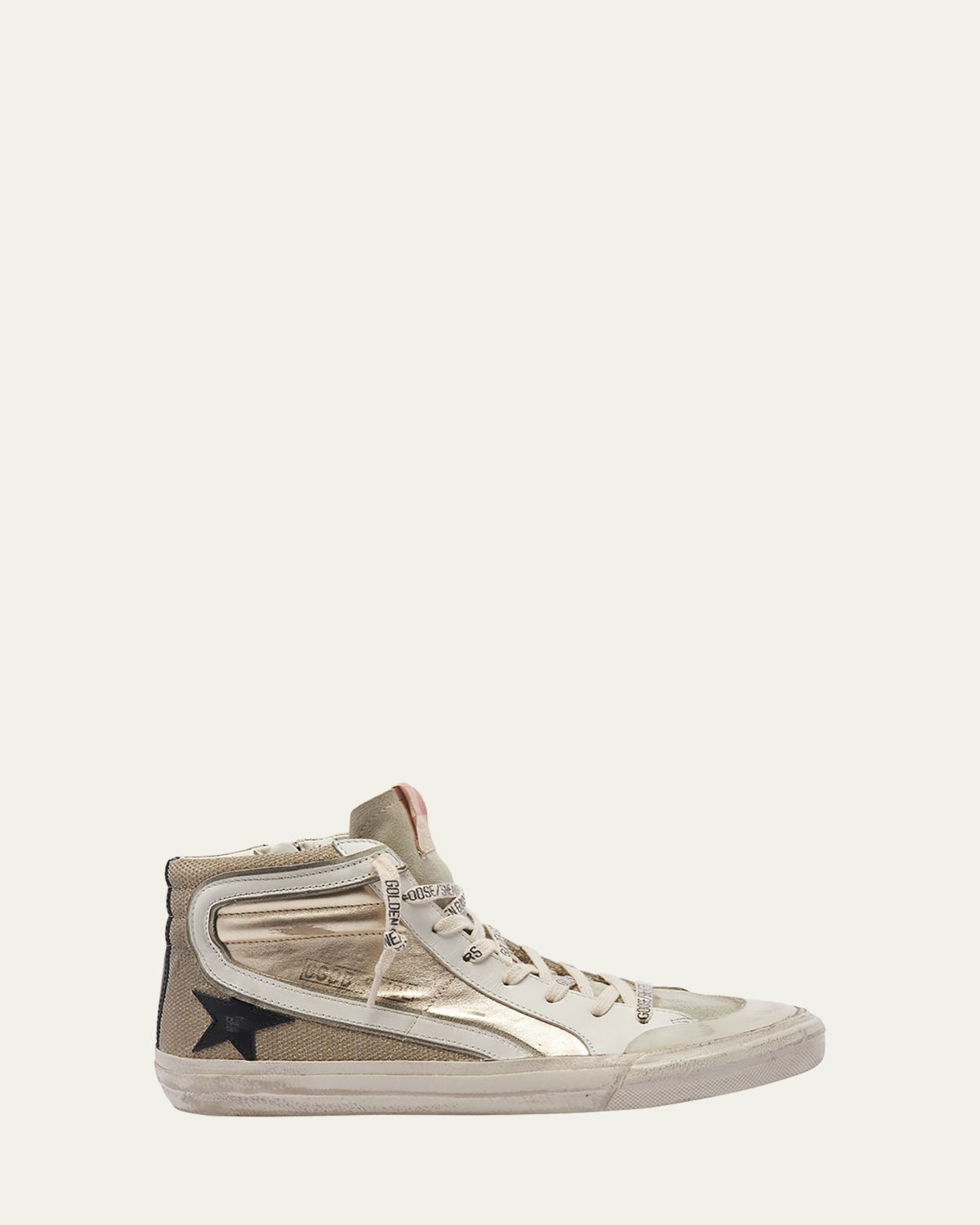 Golden Goose Slide Mid-Top Metallic Leather Sneakers