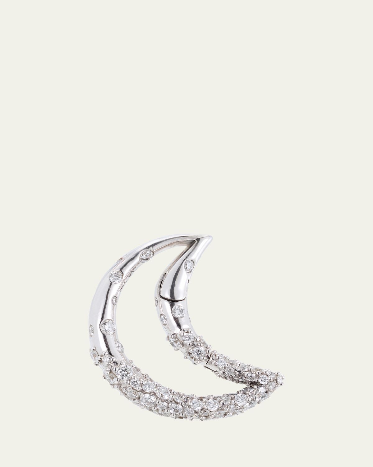 Marla Aaron Diamond Dipped Crescent Moonlock in 18K White Gold