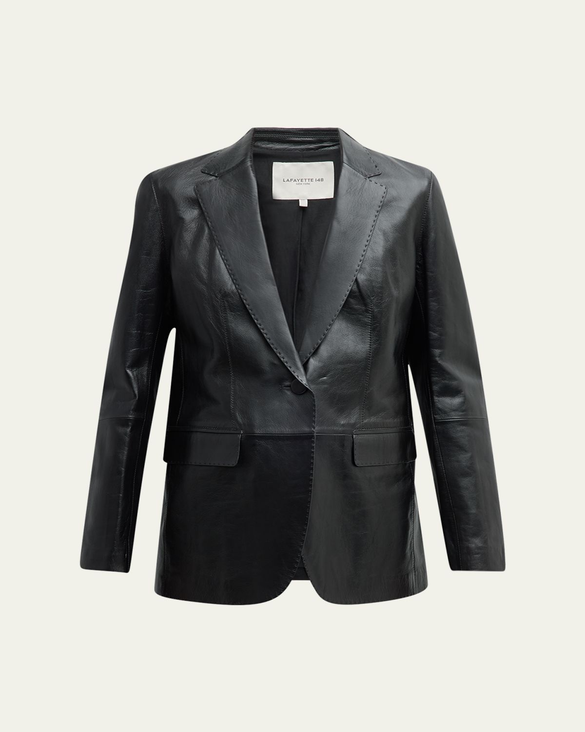 Lafayette 148 New York Nappa Leather Flap Pocket Single-Button Blazer | Thumbnail 13