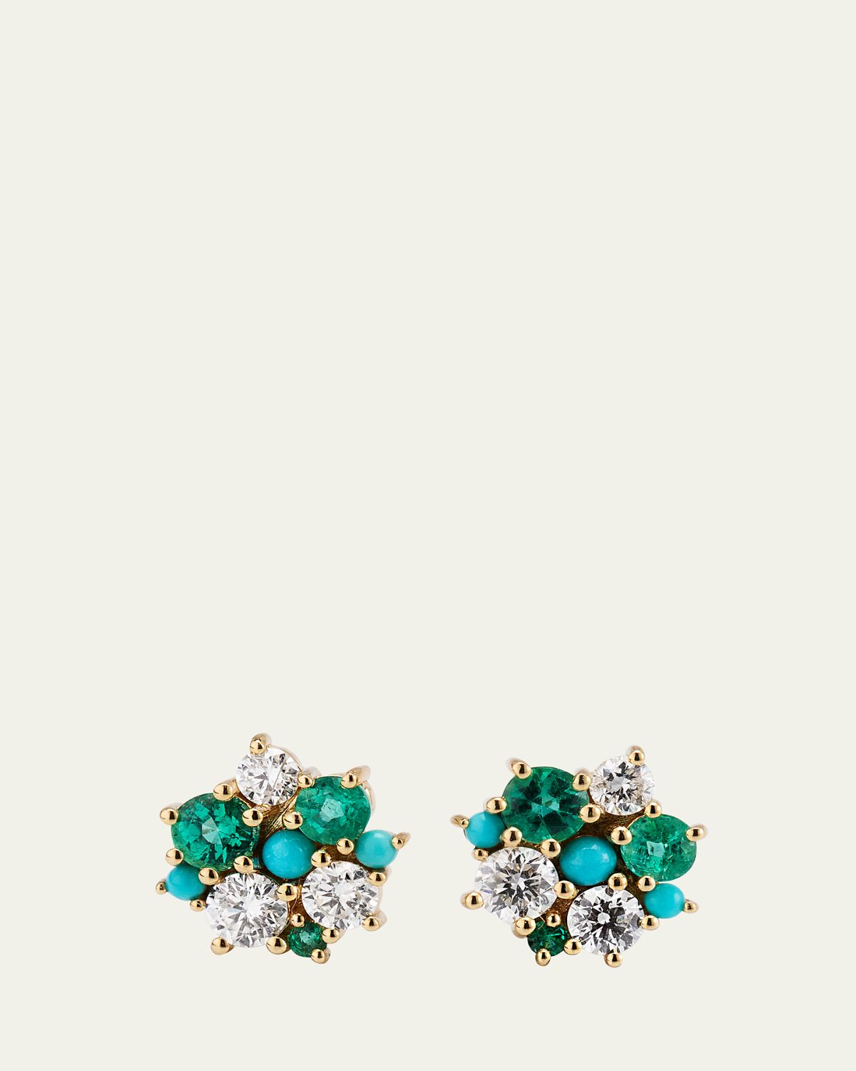 Sydney Evan 14k Tri-Stone Disc Stud Earrings