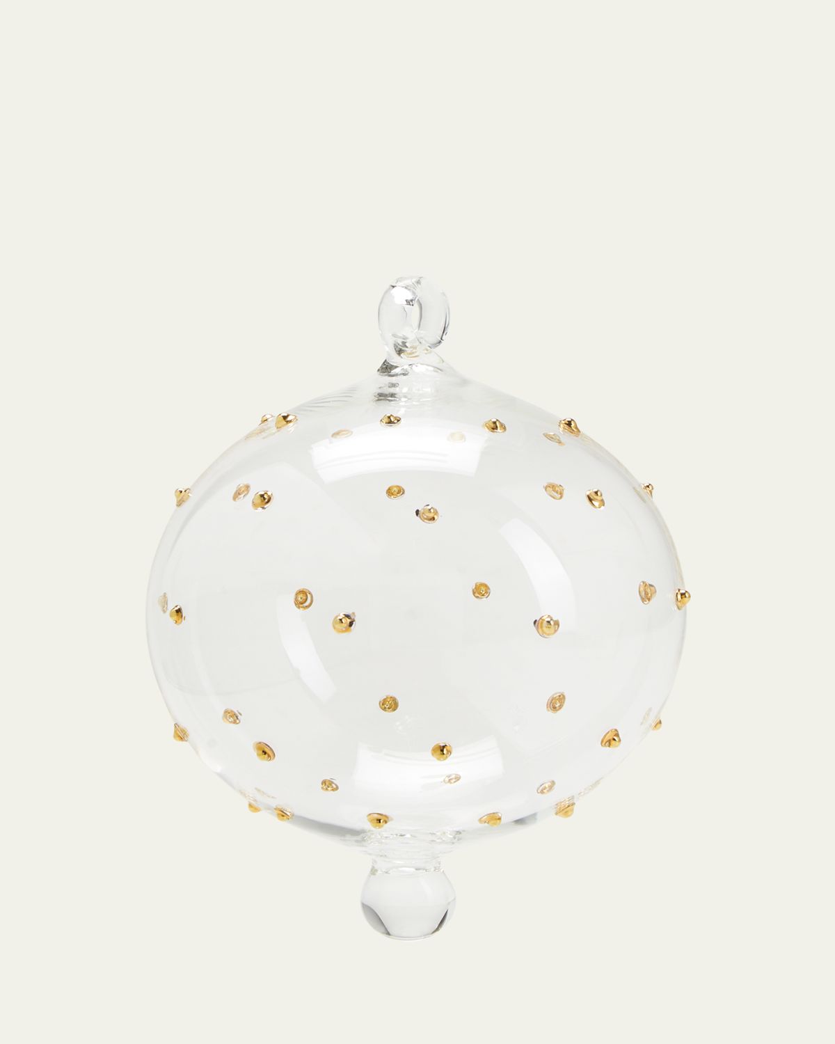 Bergdorf Goodman Gold Dots Clear Drop Christmas Ornament
