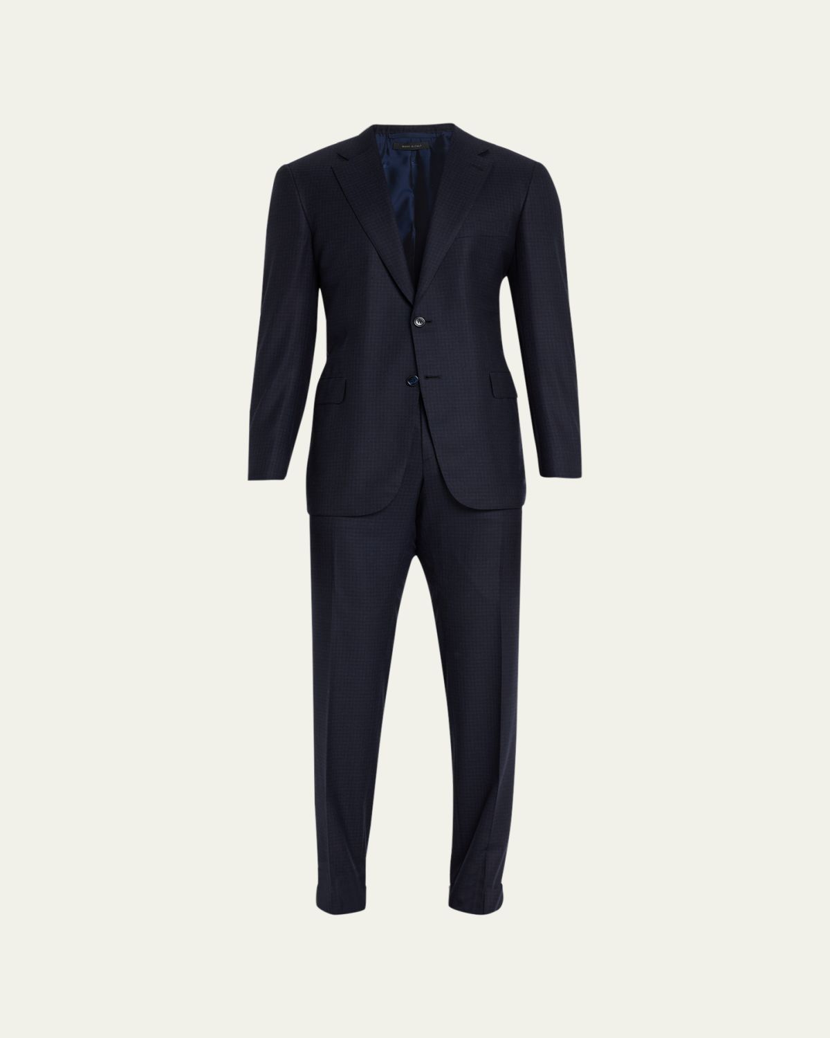 Brioni Men's Brun Wool Micro Check Suit