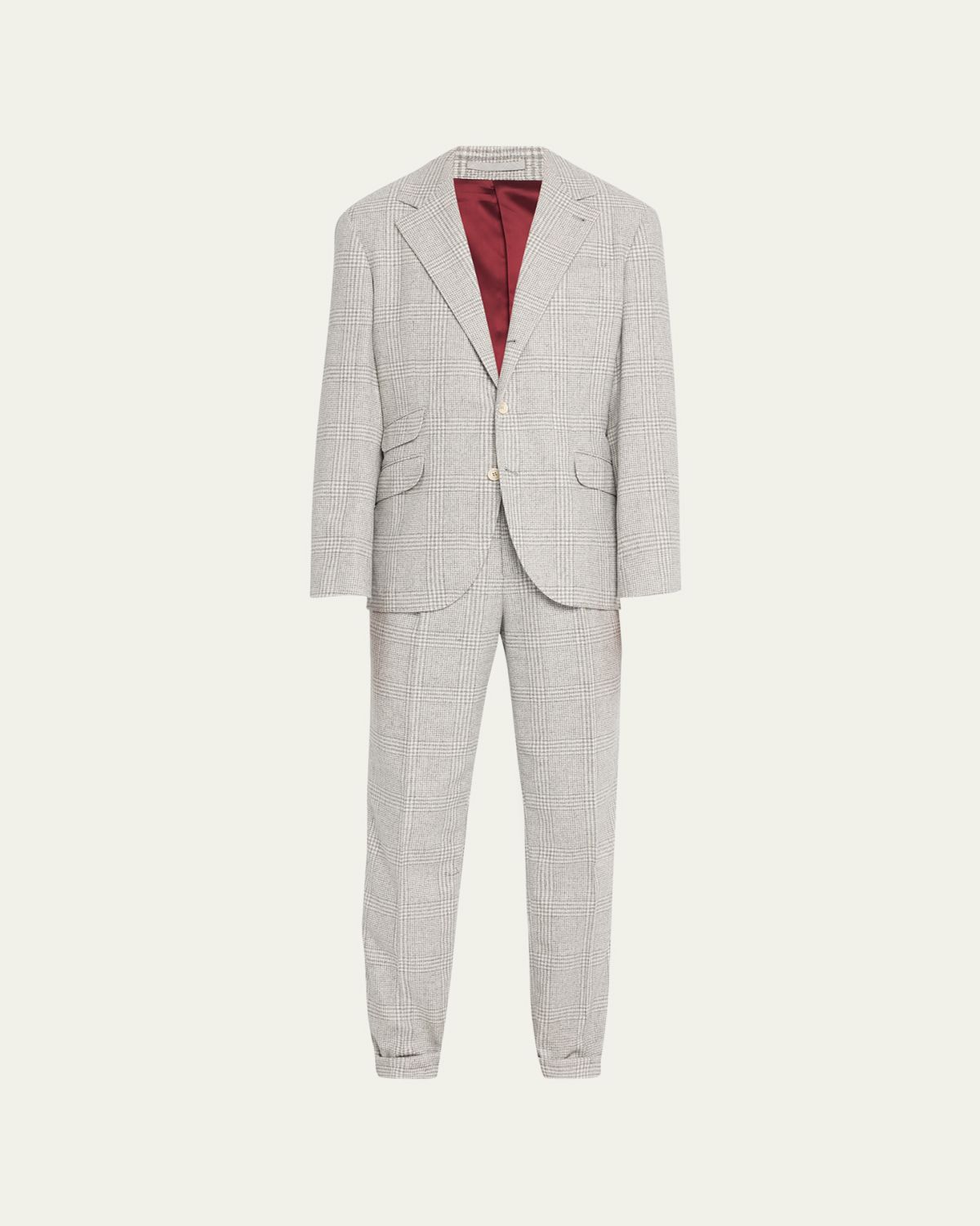 Brunello Cucinelli Men's Plaid Cashmere-Blend Suit