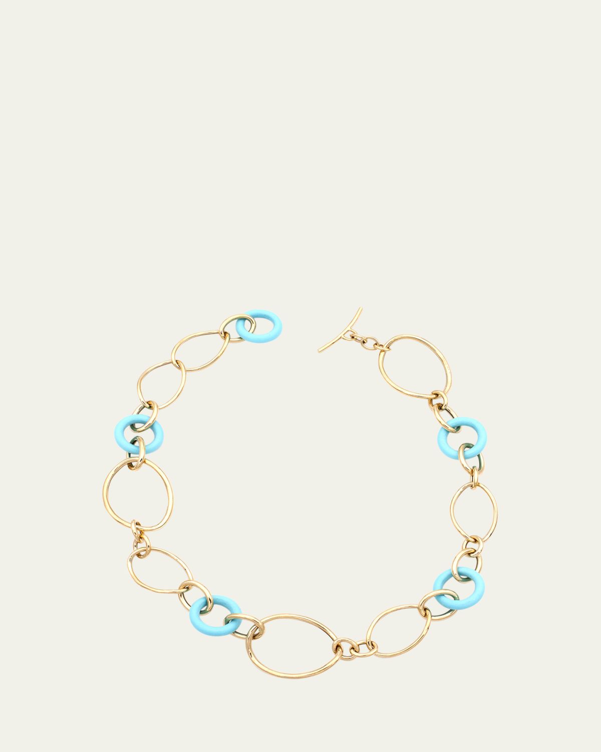 FARAONE MENNELLA by R.F.M.A.S. 18K Yellow Gold and Turquoise Link Necklace, 18.25"L