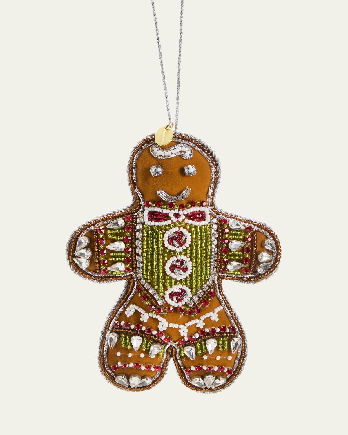 Sweet Savannah Velvet Gingerbread Man Christmas Ornament