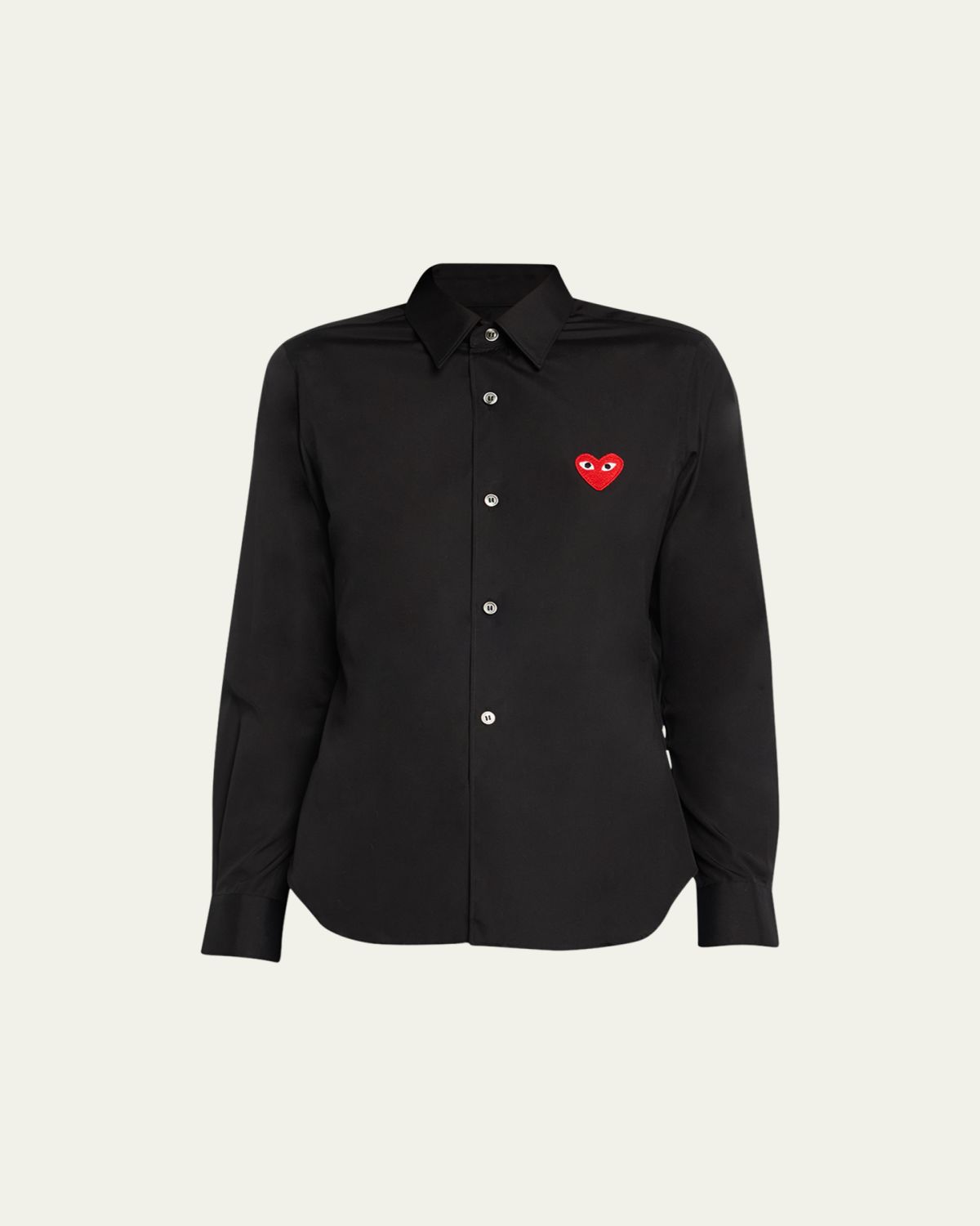 CDG Play Logo-Patch Woven Cotton Button-Front Shirt