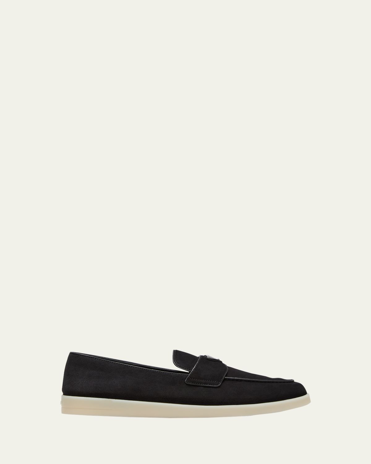 Prada Men's Saint Tropez Triangle Logo Suede Loafers | Thumbnail 4