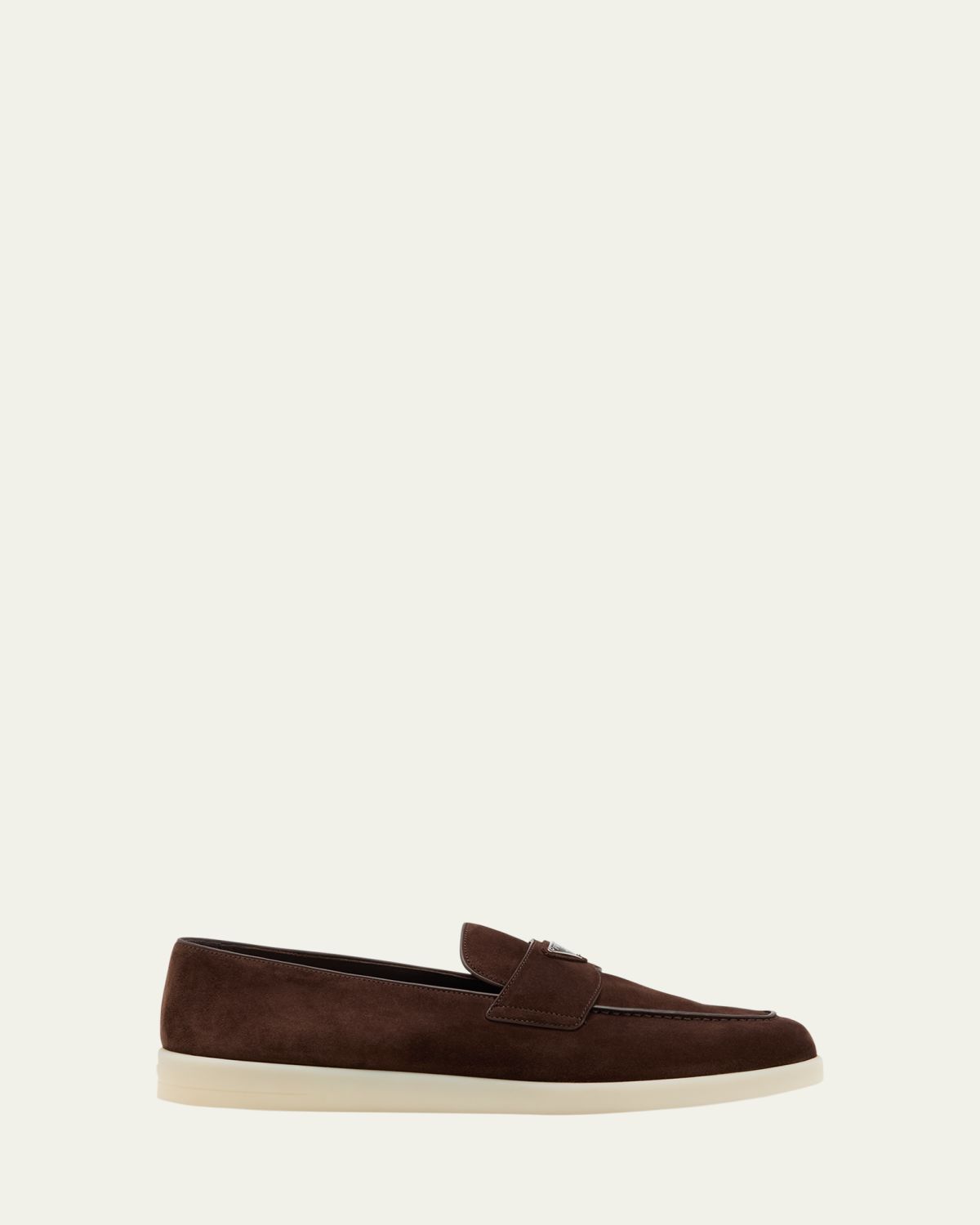 Prada Men's Saint Tropez Triangle Logo Suede Loafers