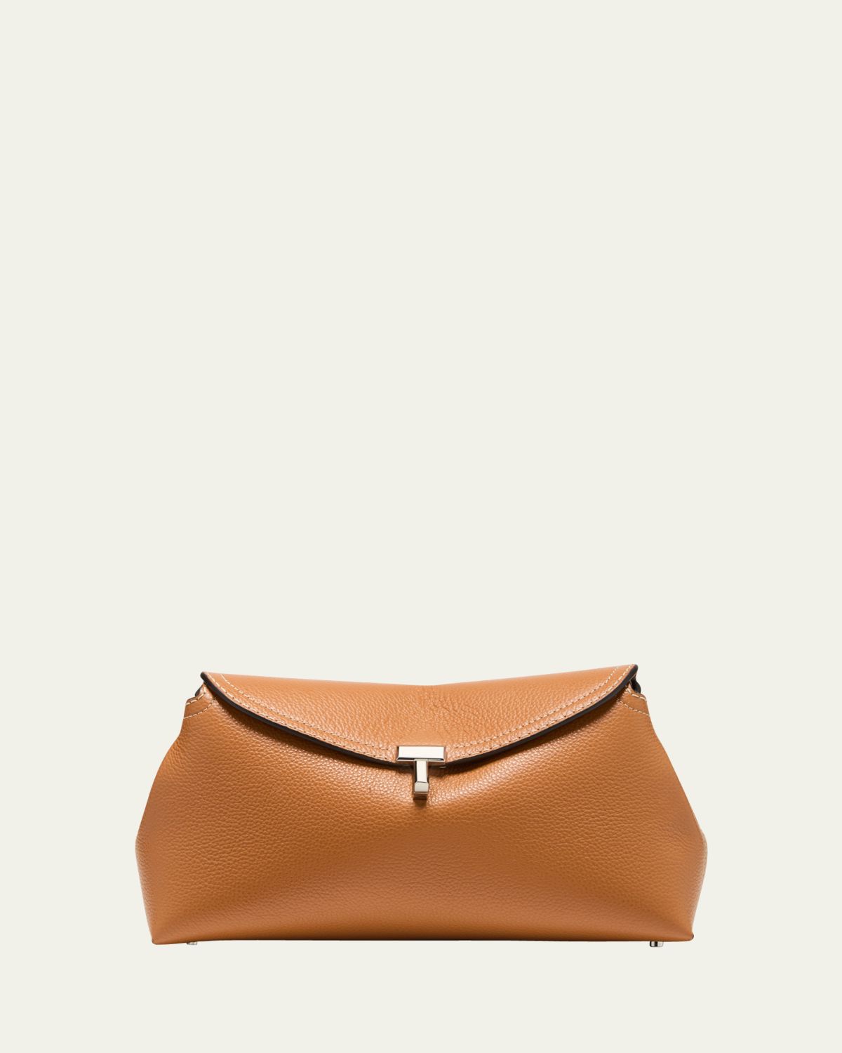 Toteme T-Lock Clutch Bag in Pebble Grain Leather