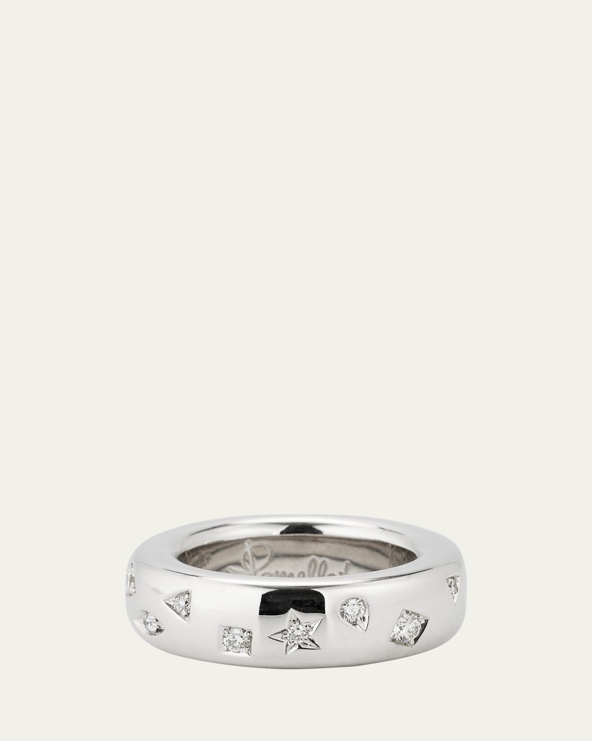 Pomellato 18K White Gold Iconica Ring with Fancy Set Diamonds
