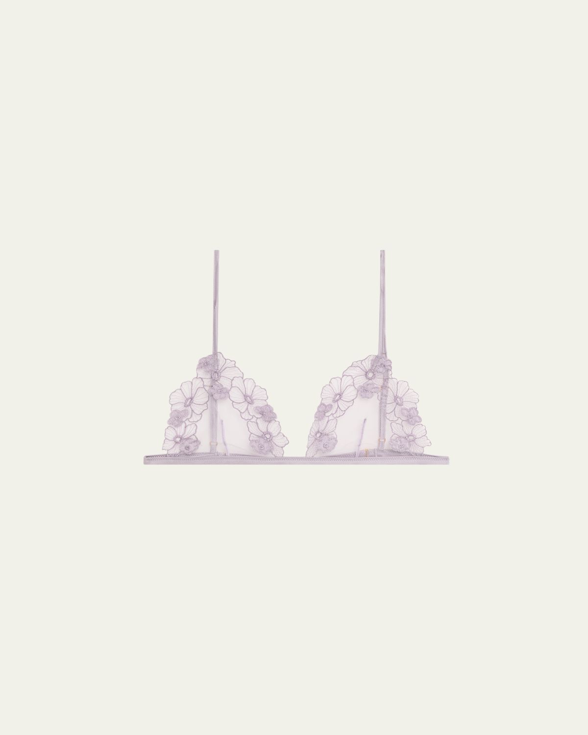 Kiki De Montparnasse Violet Floral-Embroidered Lace Bra
