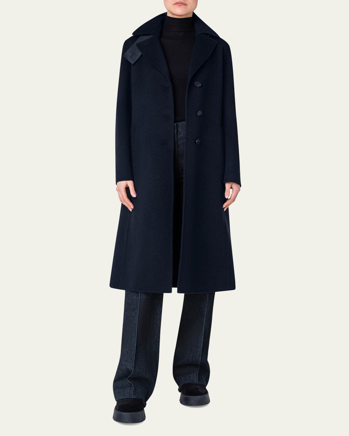 Akris Leather Collar Cashmere Coat | Thumbnail 2 Akris Leather Collar Cashmere Coat | Thumbnail 2