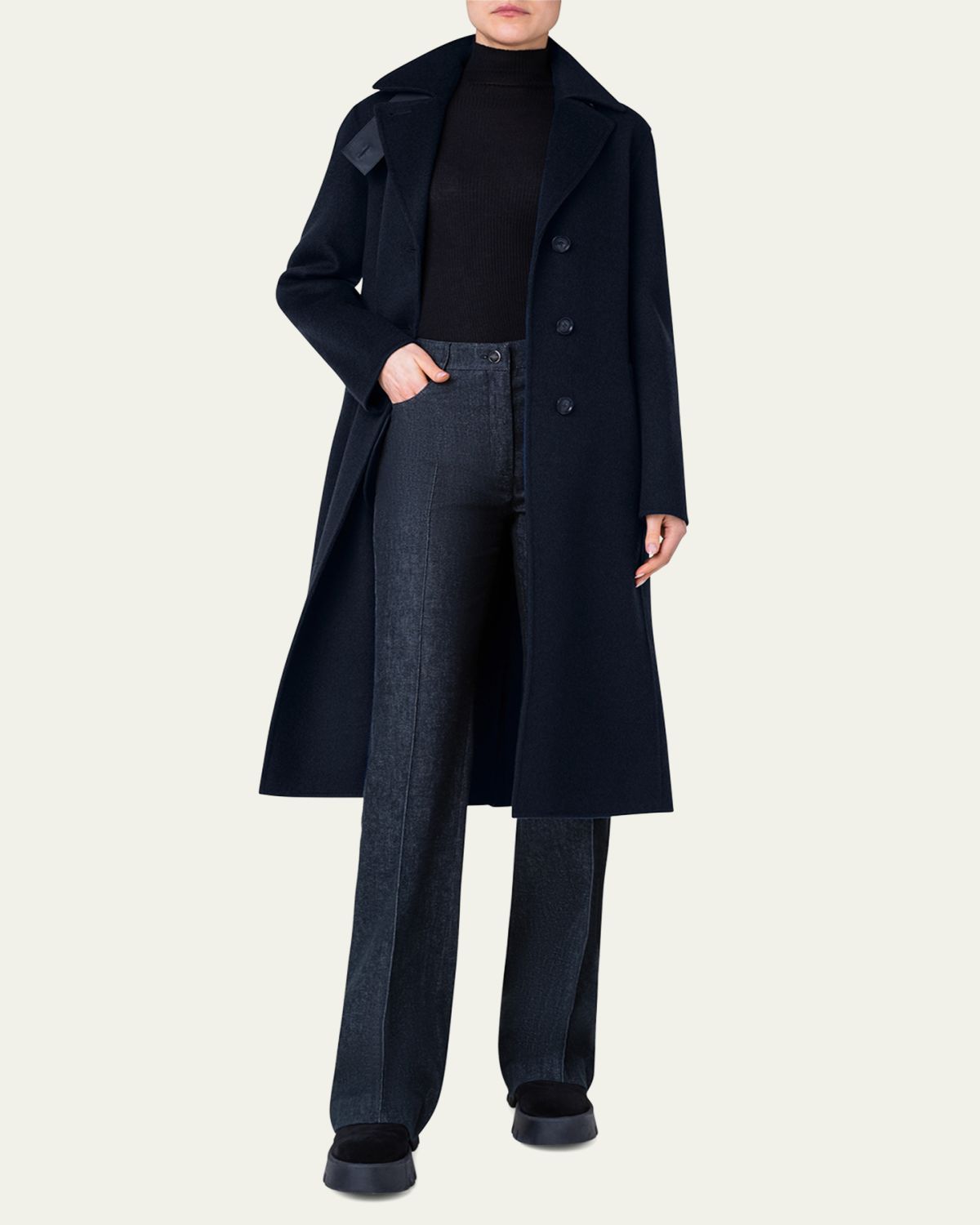 Akris Leather Collar Cashmere Coat | Thumbnail 4 Akris Leather Collar Cashmere Coat | Thumbnail 4
